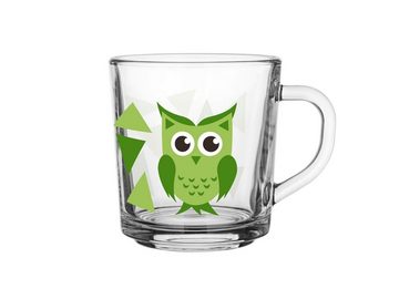 Sendez Gläser-Set 6 Tassen Motiv Eule Becher Geschirr Glas Henkel 230 ml Teegläser Kindergläser