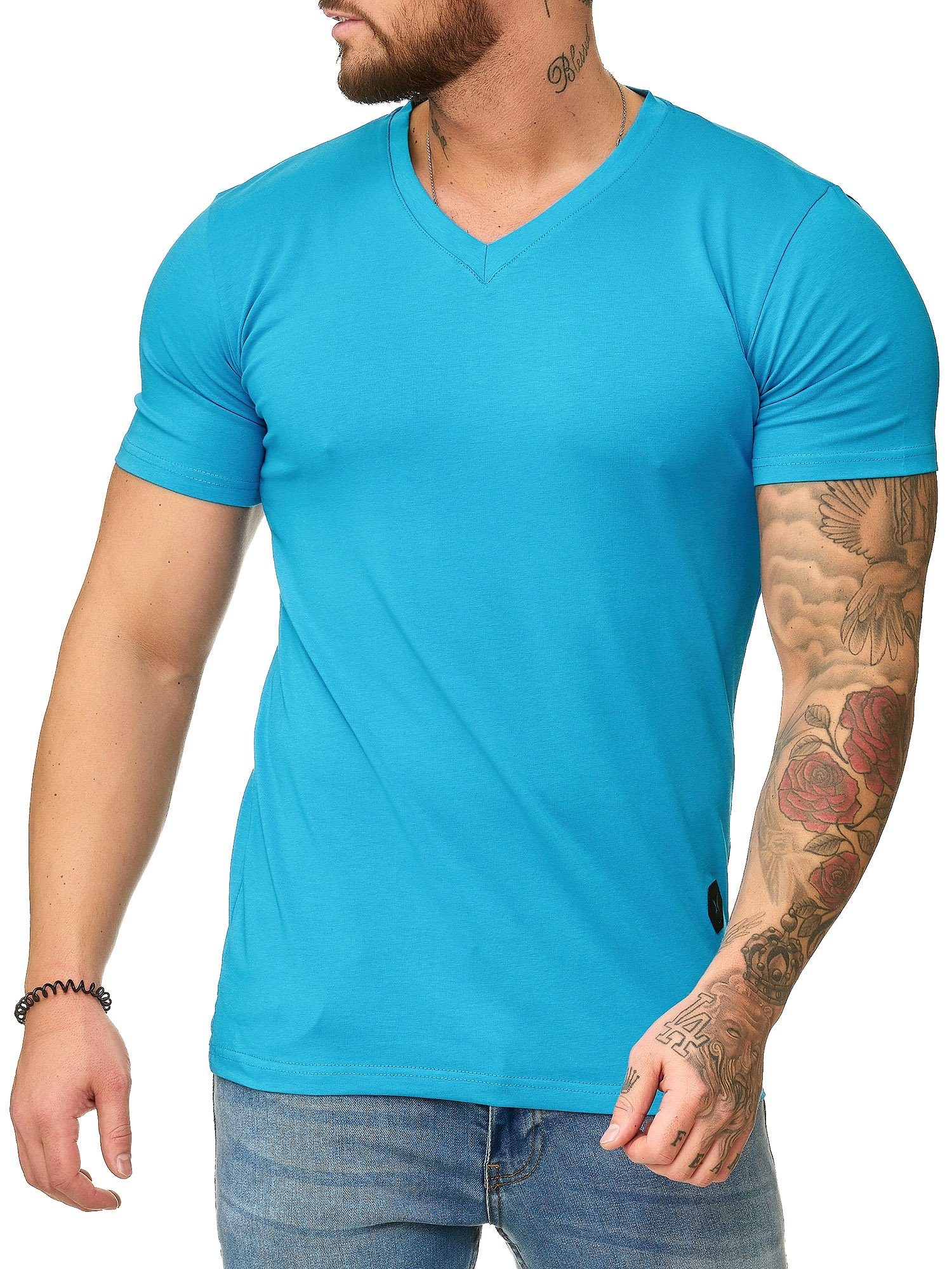OneRedox T-Shirt 1309C (Shirt Polo Kurzarmshirt Tee, 1-tlg) Fitness Freizeit Casual Türkis