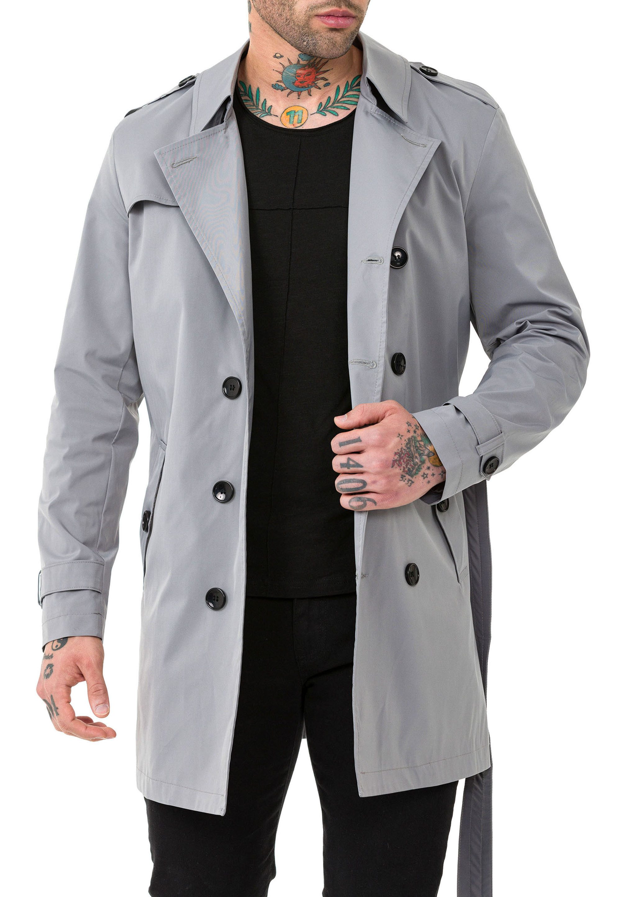RedBridge Trenchcoat mit Gürtel und doppelreihigem Design Casual