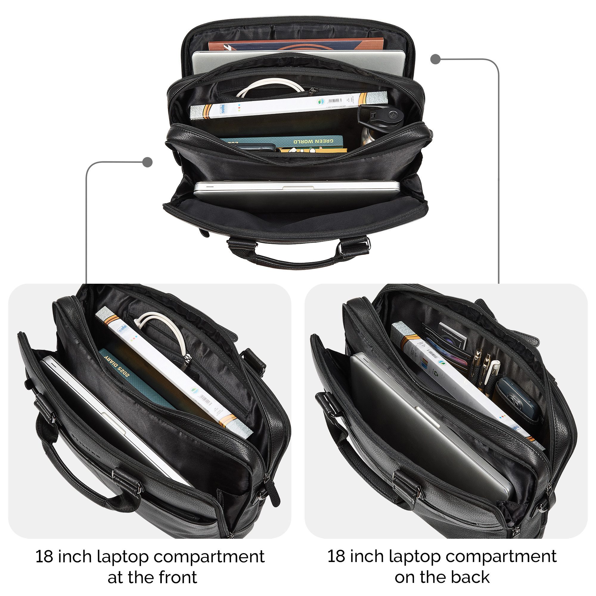 STILORD Laptoptasche "Oslo" Laptoptasche 15.6 - 18 Zoll Herren Leder mit zwei Laptopfächern