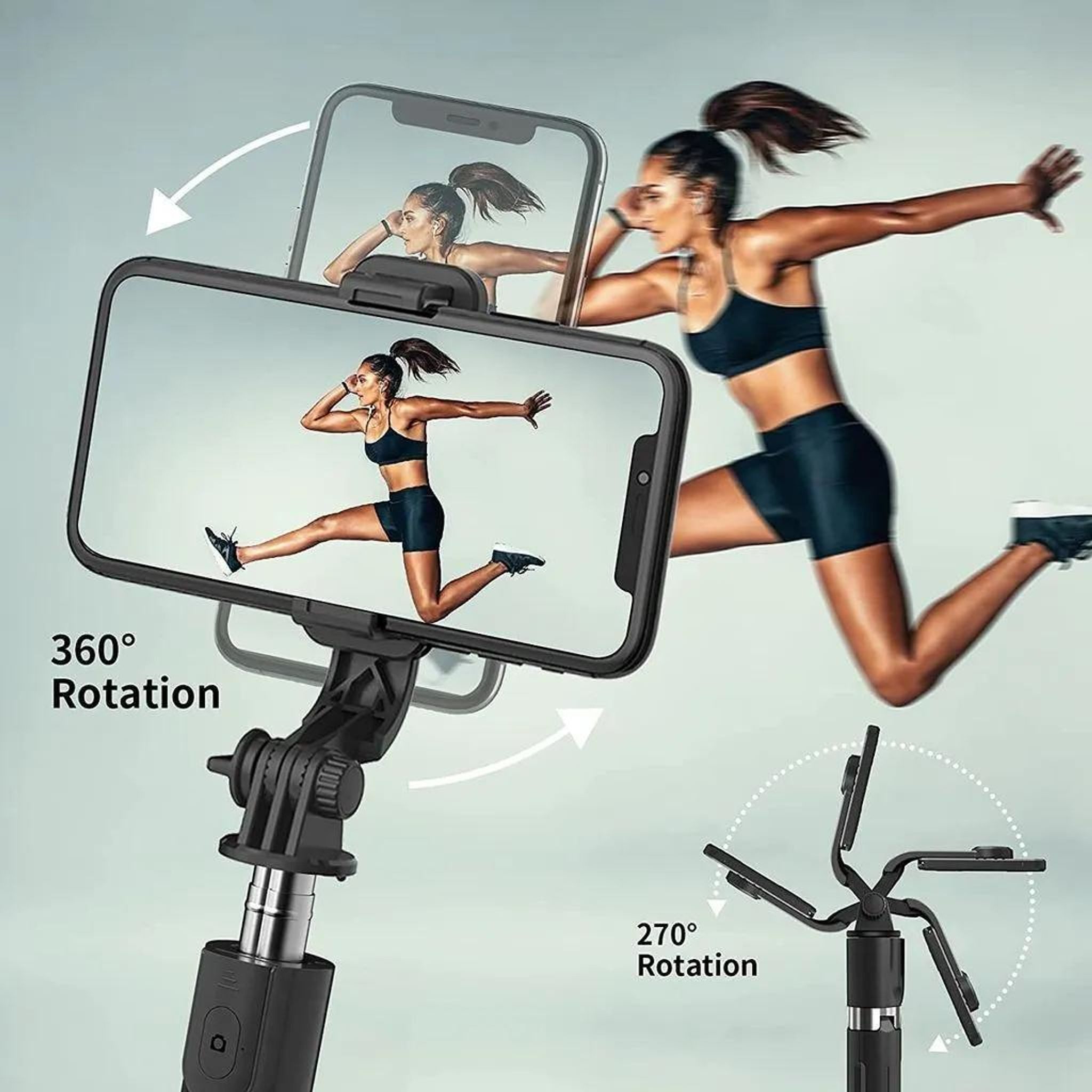 FELIXLEO Komplettbett Selfie Stick Stativ mit Fernbedienung 360 Rotation Selfiestick, 1-tlg.