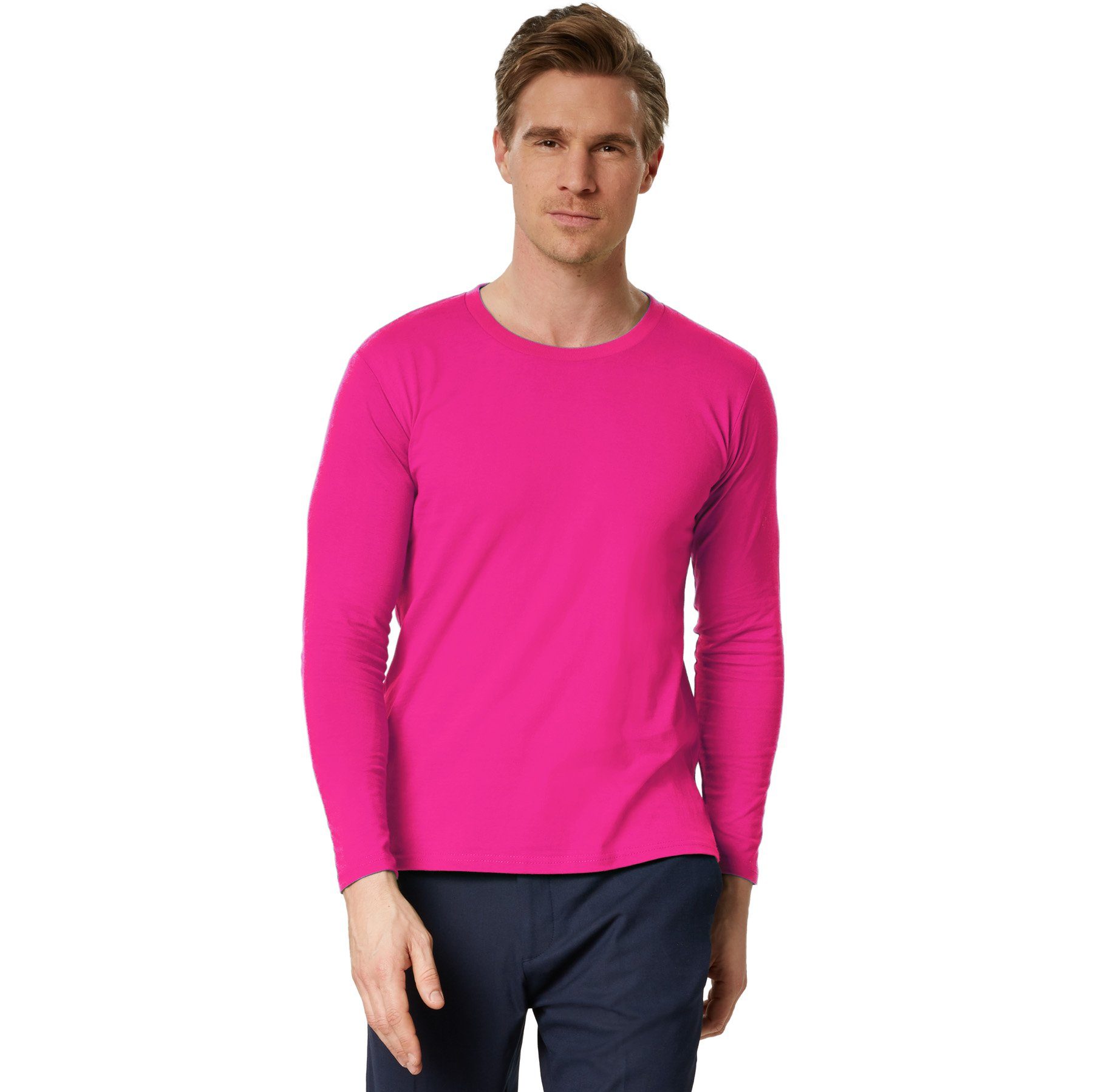 dressforfun Longsleeve Langarm-Shirt Männer Rundhals pink