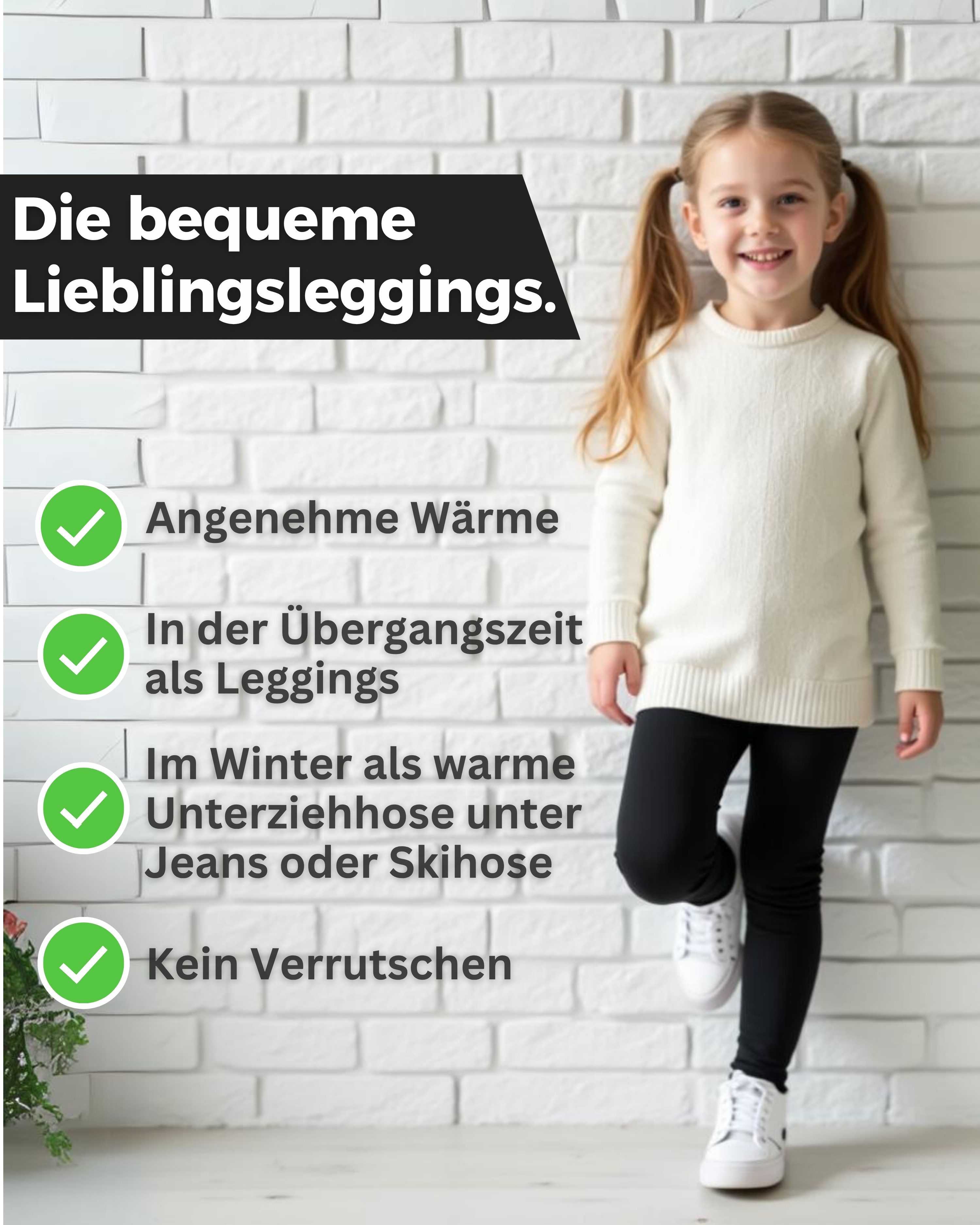 MEDOLY Thermoleggings für Kinder (2er-Pack) mit angerauter Innenseite - für Mädchen & Jungen – Bild 4 von 4