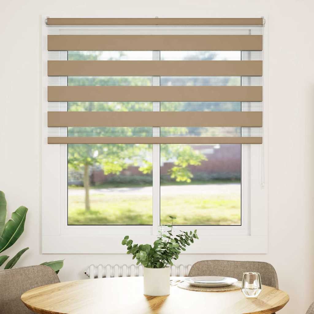 Rollo Doppelrollo Sandbraun 135x150 cm Stoffbreite 130,9 cm Polyester, vidaXL – Bild 2 von 5