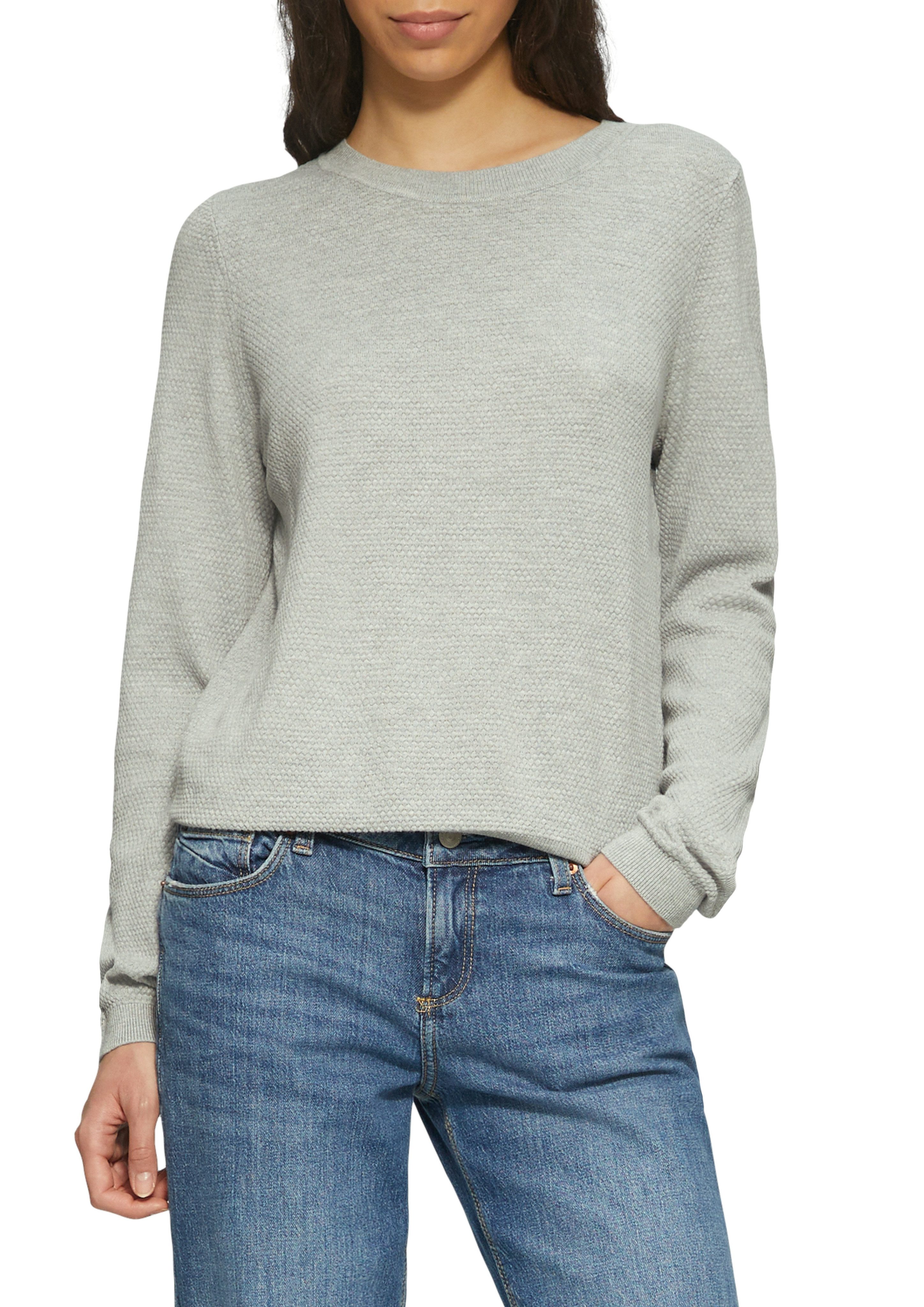 QS Rundhalspullover in Strick-Optik günstig online kaufen