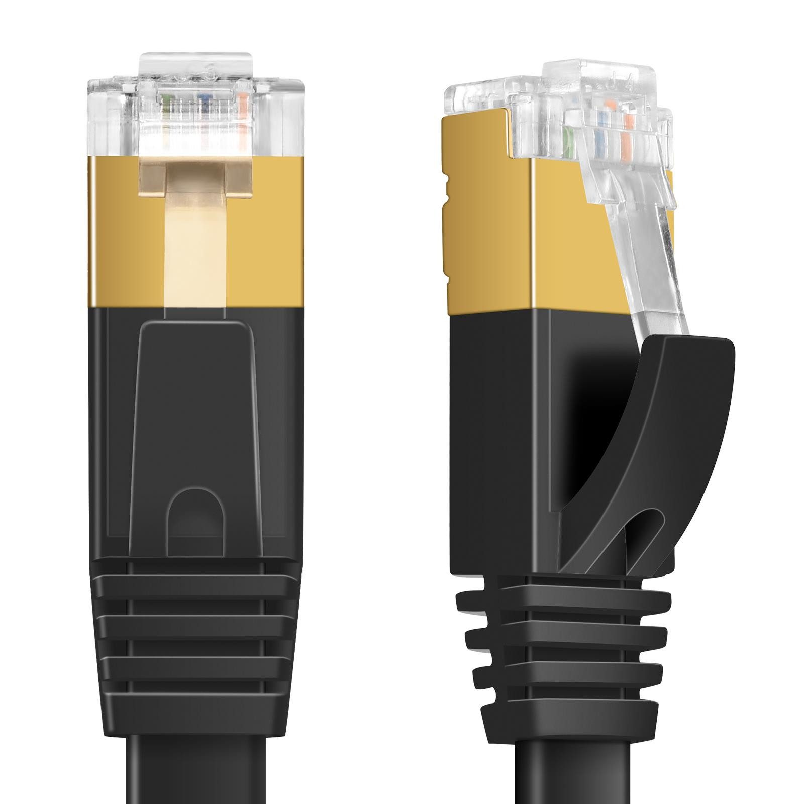 VERCO Cat 7 Netzwerkkabel flaches LAN-Kabel, RJ-45 (Ethernet), (200 cm), 10 / 100 / 1000 Mbits Geschwindigkeit bis 1 Gbits S/FTP Patchkabel