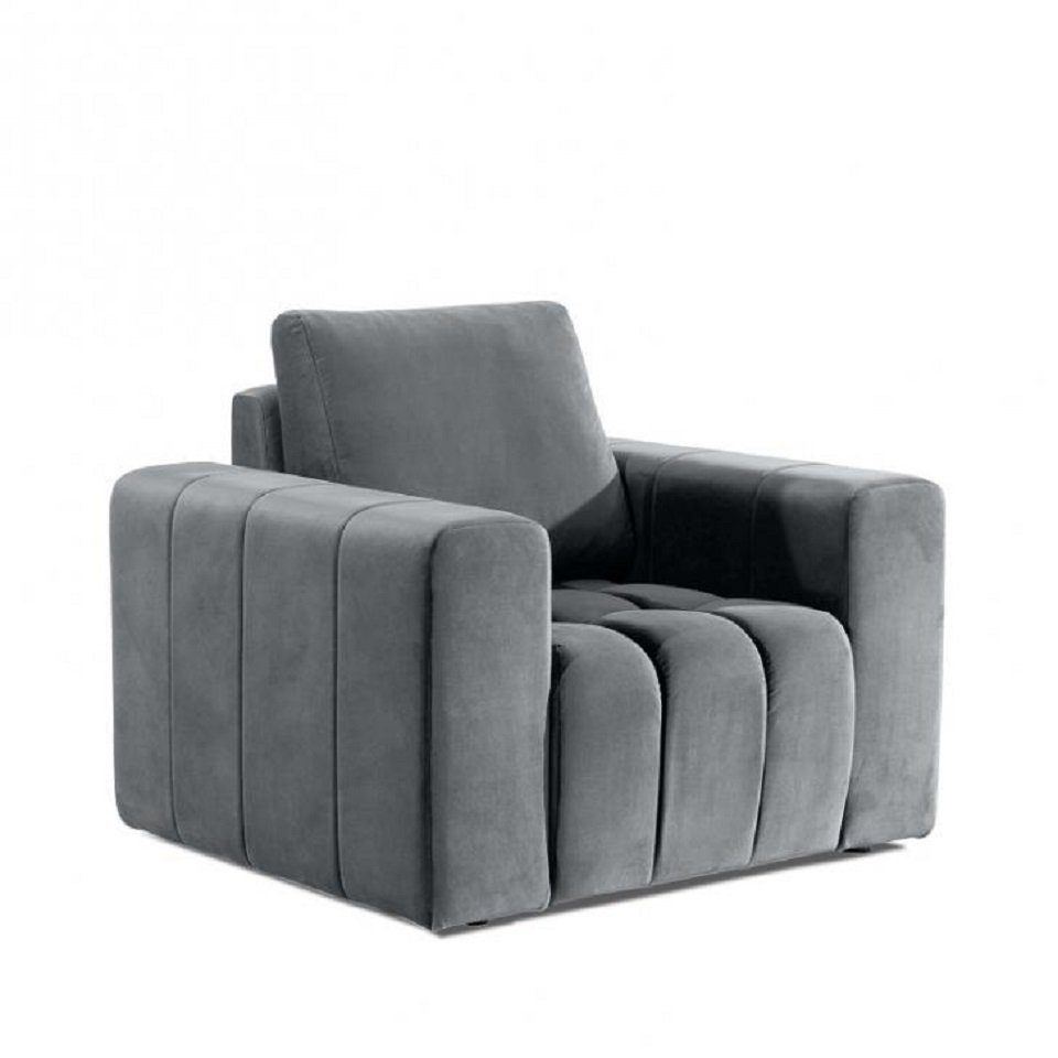 Leder Sessel Couch Sessel Grau JVmoebel Club Polster Luxus Sofa Lounge Sitzer Relax