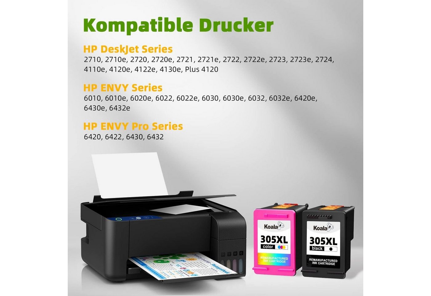 Thumbnail - Koala HP 305XL Schwarz & Farb Druckerpatronen für DeskJet 2710 2720 Tintenpatrone (Packung, HP 305XL DeskJet 2700 2710 2...