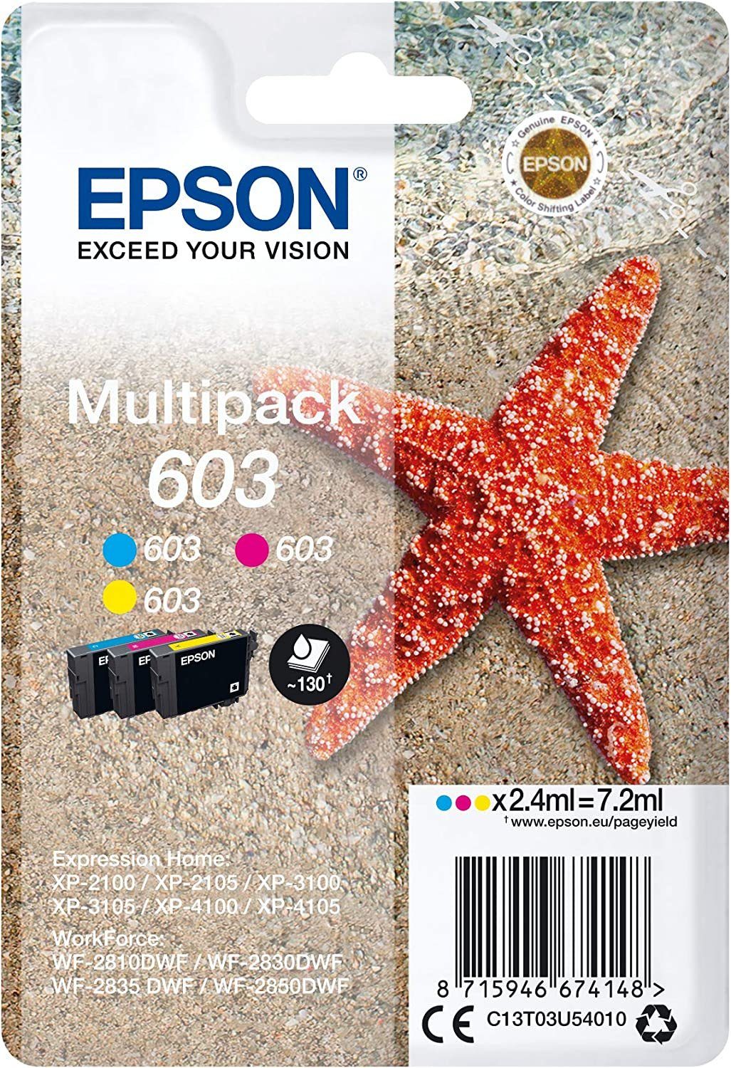 Epson Original Epson 603 Multipack CMY (C13T03U54010 C13T03U54020) Tintenpatrone
