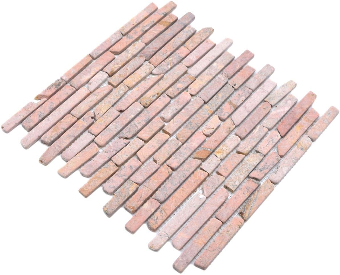 Bodenfliese Brick Naturstein Marmor Verbund rot Mosani Mosaik Wandfliese Rossoverona