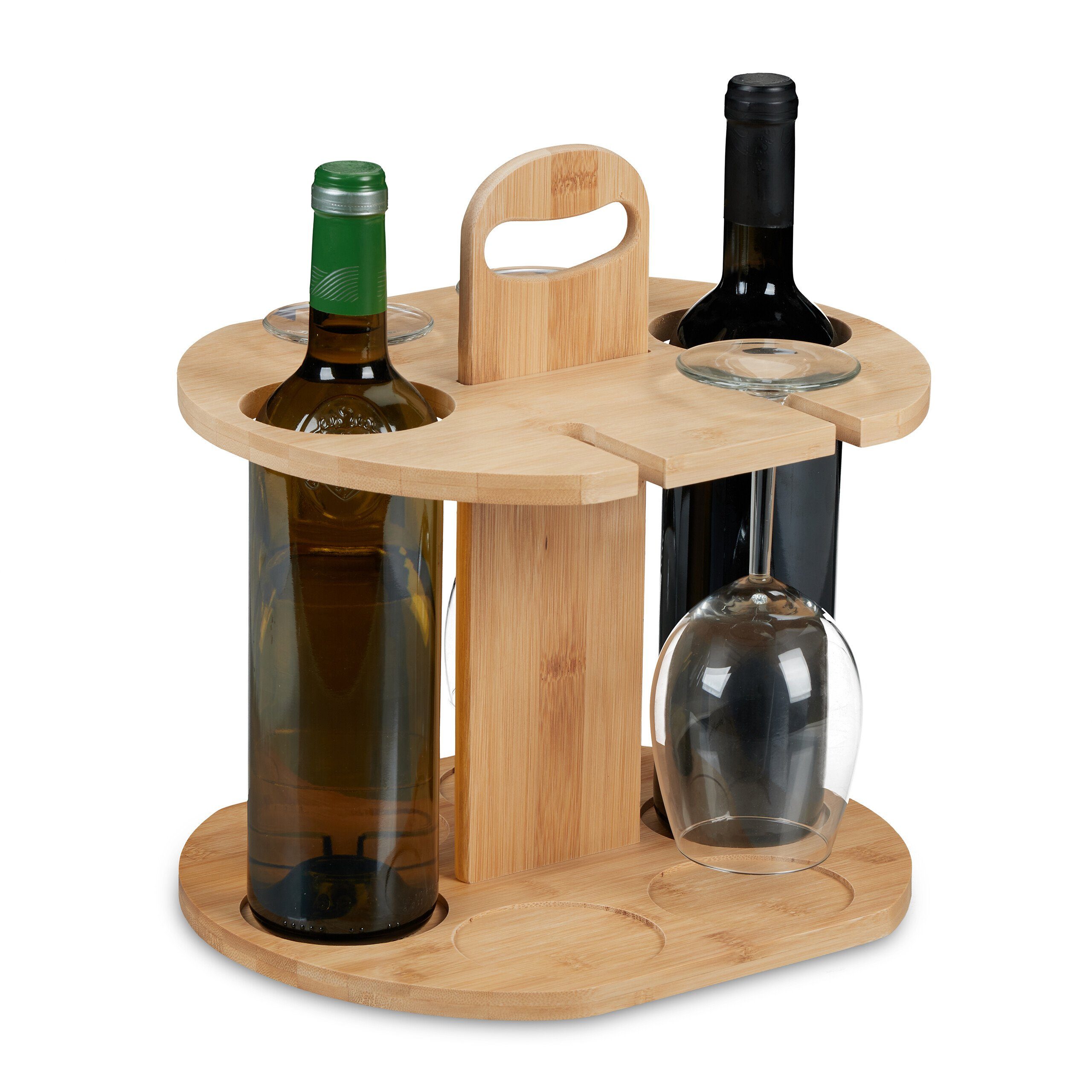 relaxdays Weinflaschenhalter Weinbutler aus Bambus günstig online kaufen