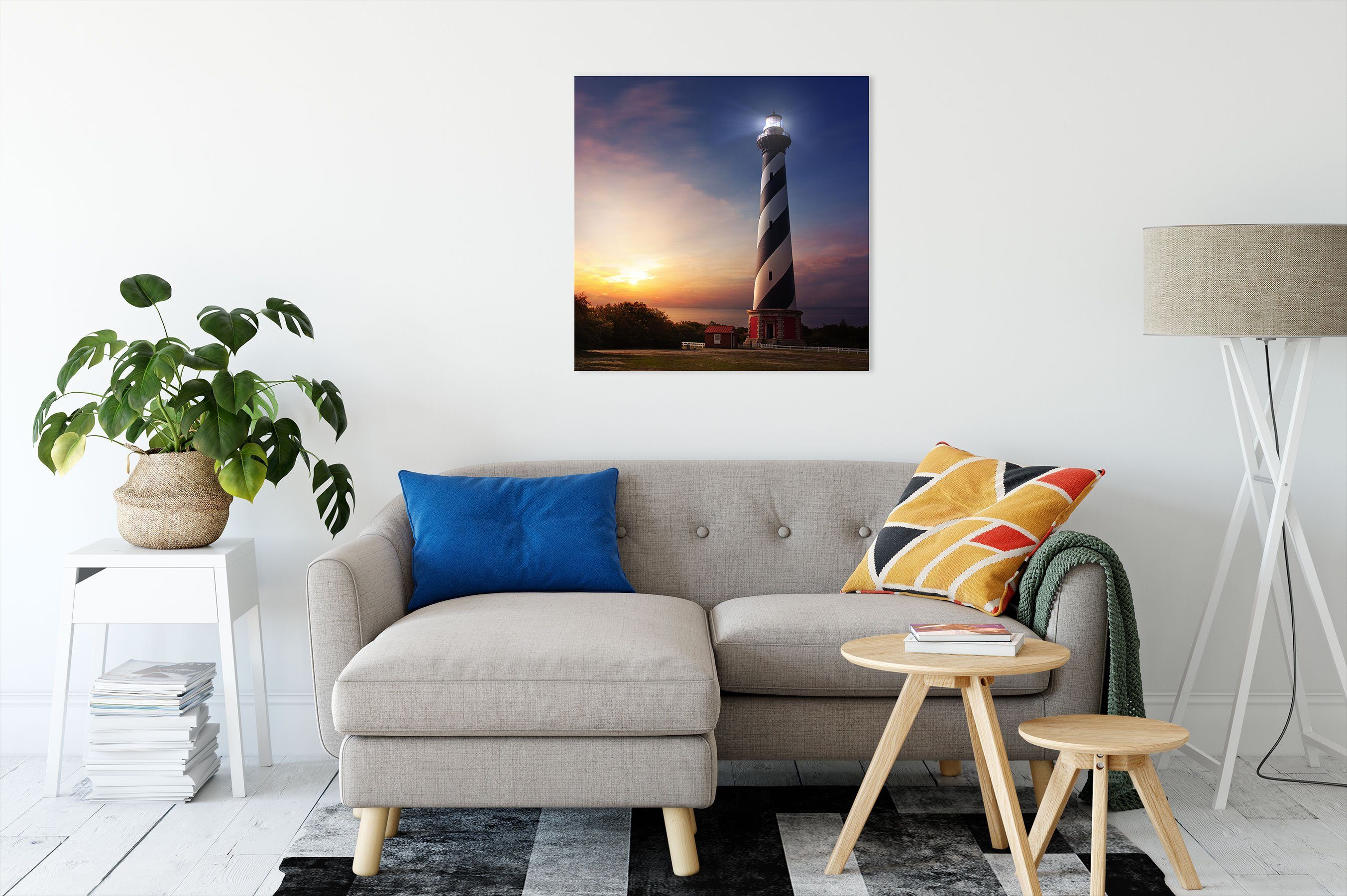Cape St), inkl. Leuchtturm, Cape (1 bespannt, Hatteras Leinwandbild Hatteras Leinwandbild Pixxprint Leuchtturm Zackenaufhänger fertig