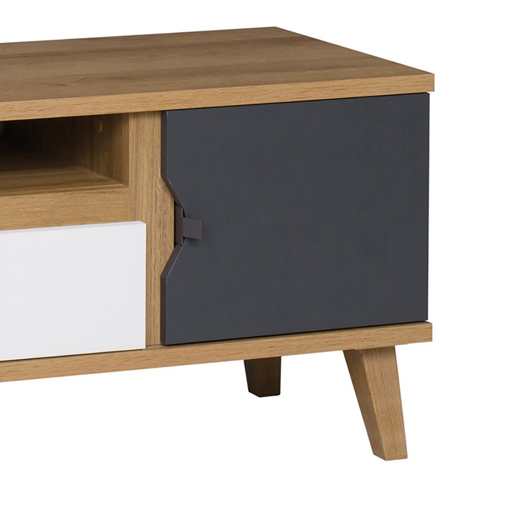 Lomadox Lowboard MARIBOR-132, in Eiche mit graphit und weiß, B/H/T ca. 120/ günstig online kaufen