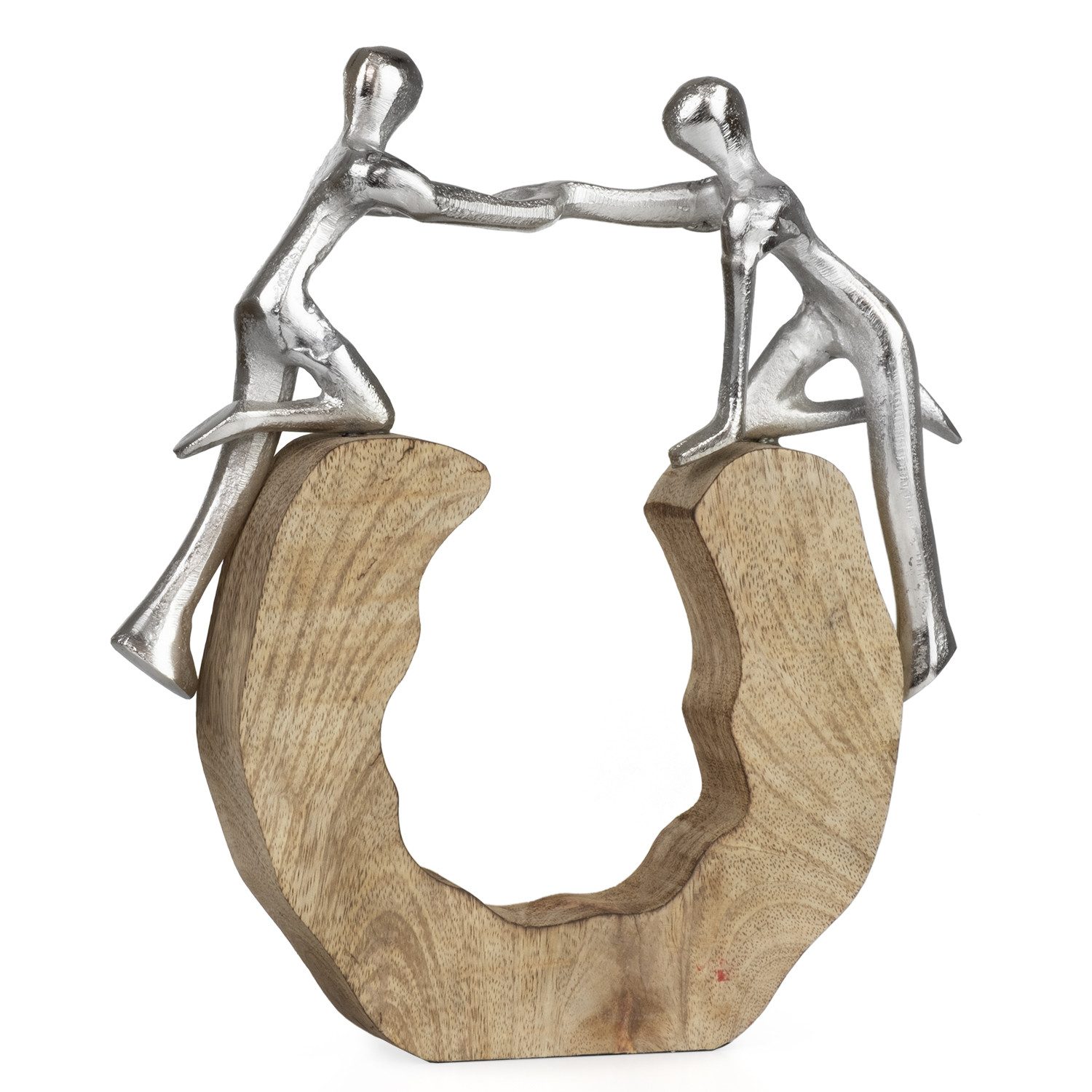 Moritz Skulptur Moderne Figur Hilfe leisten auf Holzsockel Silber, Holz, Ti günstig online kaufen