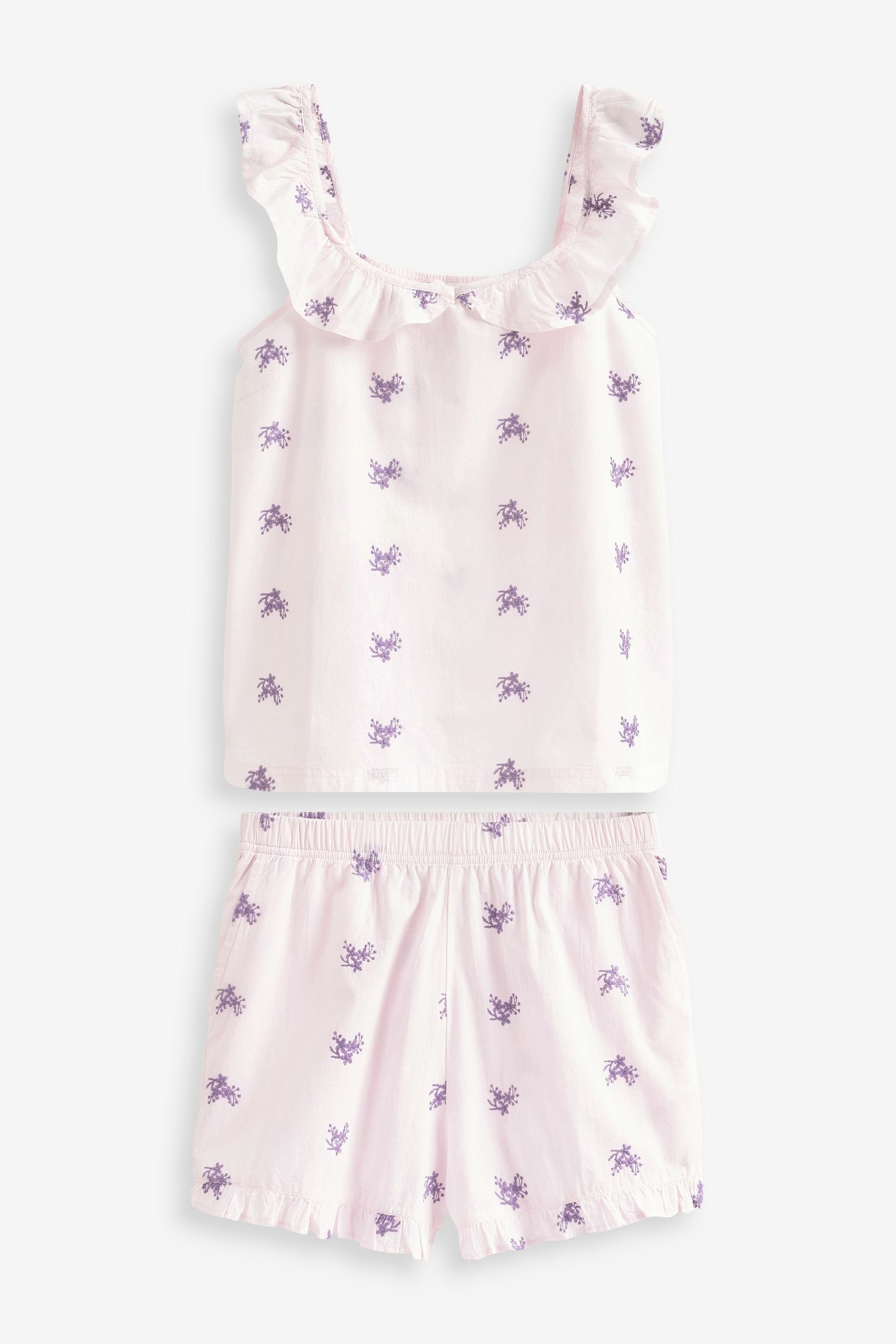 Next Pyjama Schlafanzug mit Shorts aus 100 % Baumwolle im Set (2 tlg) Lilac Purple