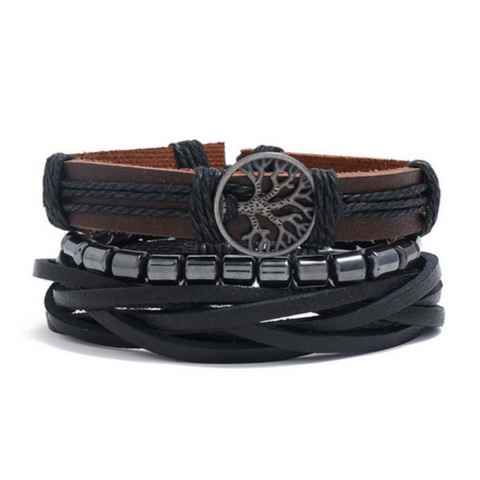 BUNGSA Armband Lederarmband breit braun/schwarz Unisex - 8 Designs (1 Armband, 1-tlg), Bracelet Armschmuck