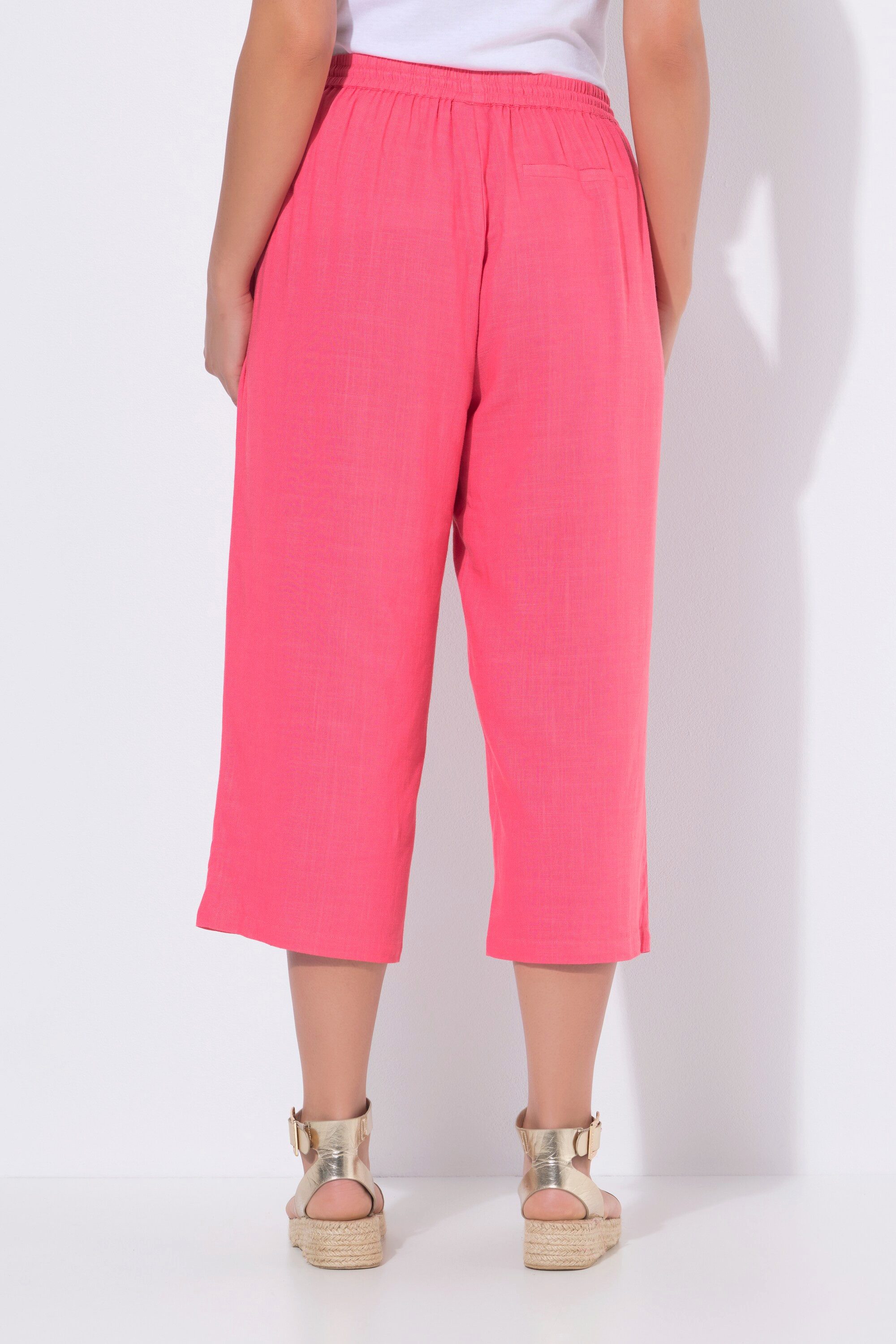 Ulla Popken Schlupfhose Culotte Rose Leinenmix weites Bein Elastikbund