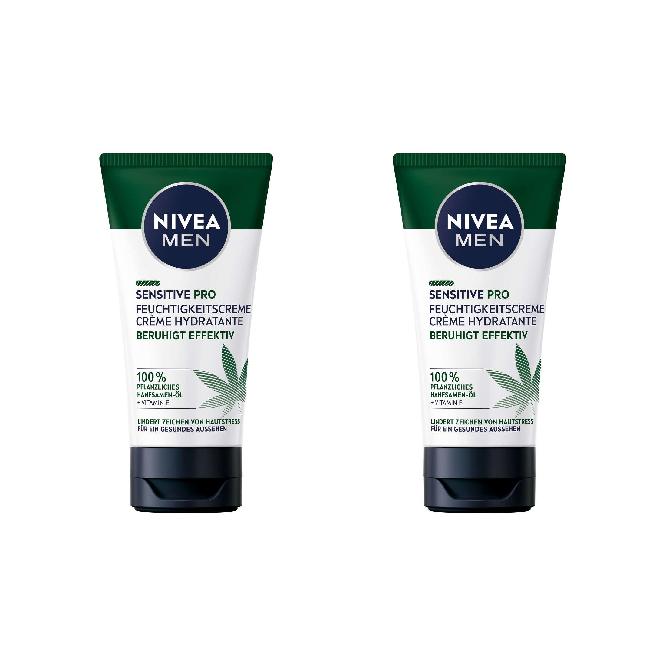 Feuchtigkeitscreme Sensitive Pro Hemp Hanfsamen-Öl Vegan 24h 2 x 75ml