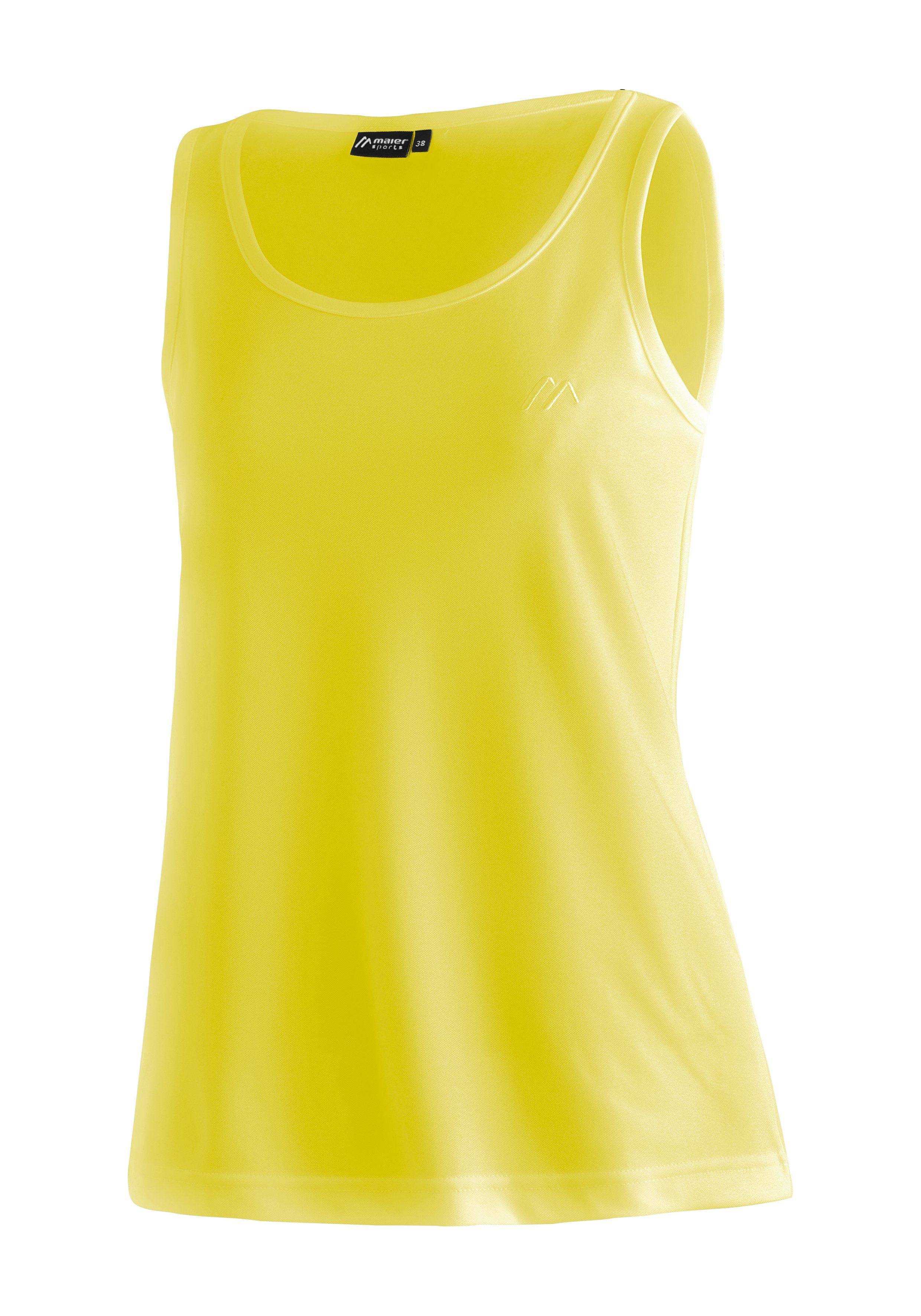 Maier Sports Funktionsshirt Petra Damen Tank-Top für Sport und Outdoor-Aktivitäten, ärmelloses Shirt grüngelb