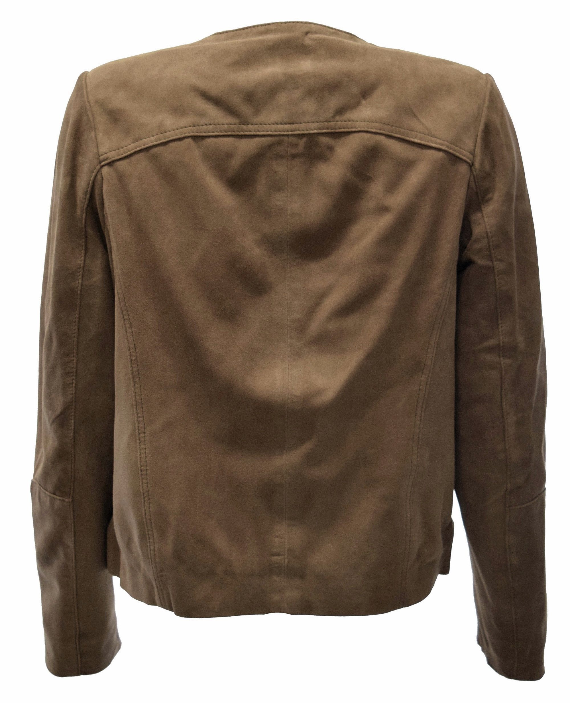 Zimmert Leather Lederjacke Bea (1-St) kragenlos, weiches Lammnappa, leichte Lederjacke, cognac, bordo, braun