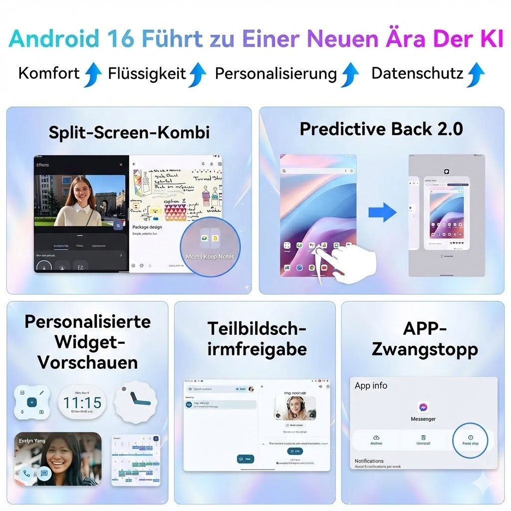 TABWEE T8 10" Android 16 64GB/128 GB incl. Stift Tablet (10.1", 128 GB, Android16, 5G wifi, Android 16, Gemini AI, mit Stift) – Bild 5 von 5