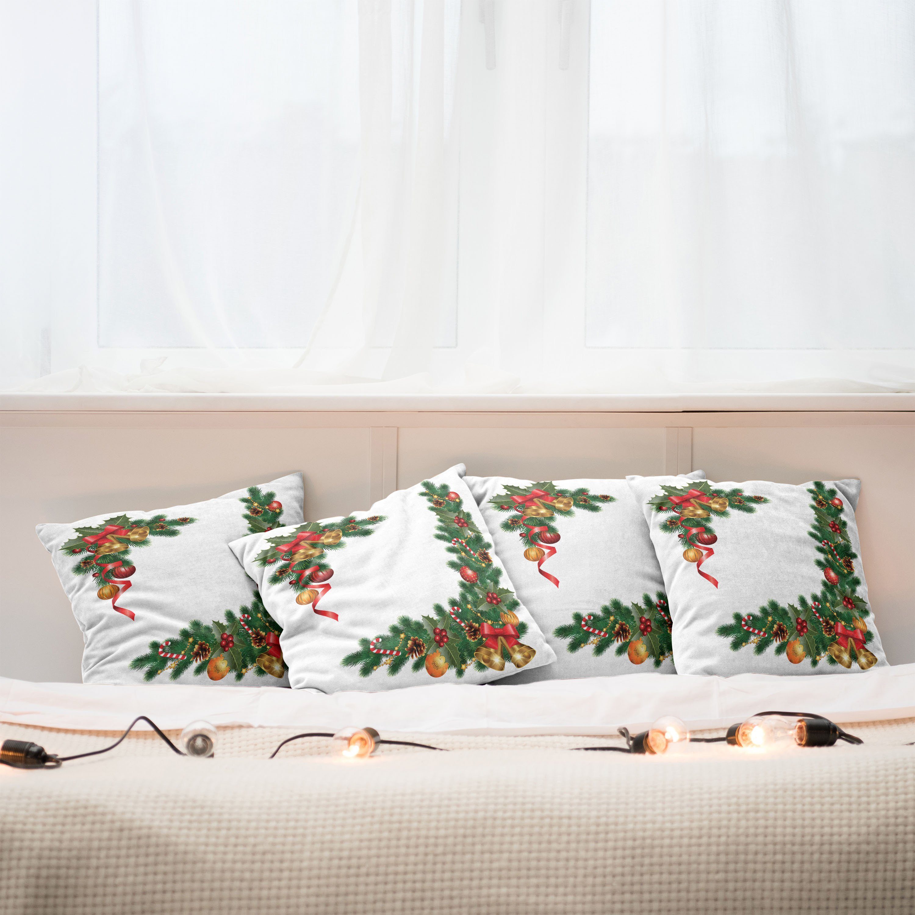 Doppelseitiger Accent Abakuhaus (4 Verzierungen Bäume Digitaldruck, Kissenbezüge mit Modern Stück), Weihnachten