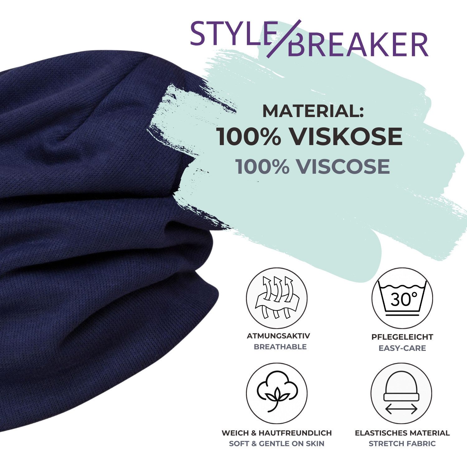 styleBREAKER Strickmütze Feinstrick Beanie Mütze unifarben mit Fleece (1-St) – Bild 3 von 5