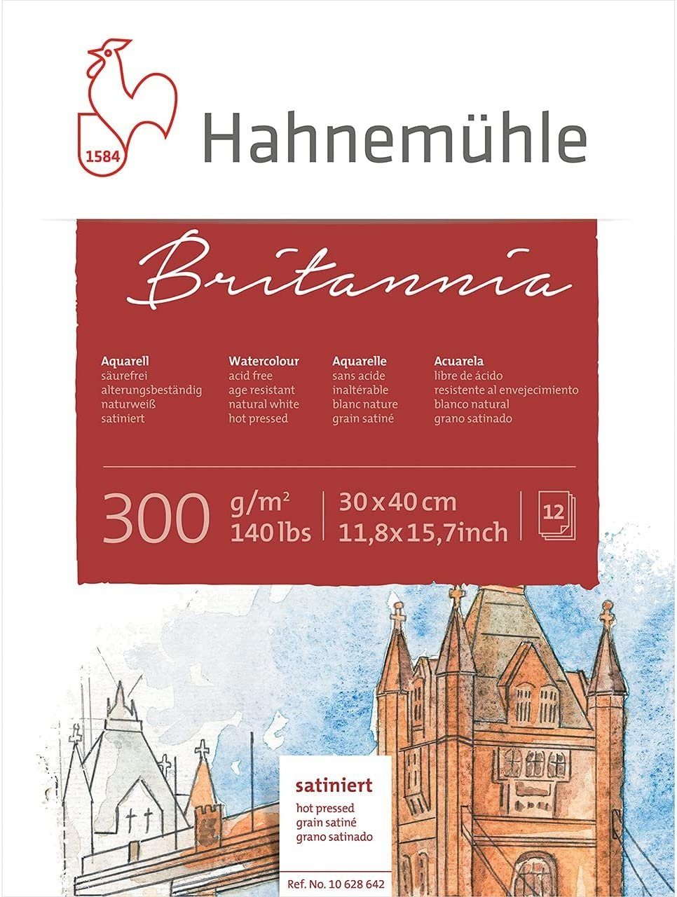 Aquarellblock Britannia Aquarellblock 30x40cm 300g/m², satiniert, säurefrei