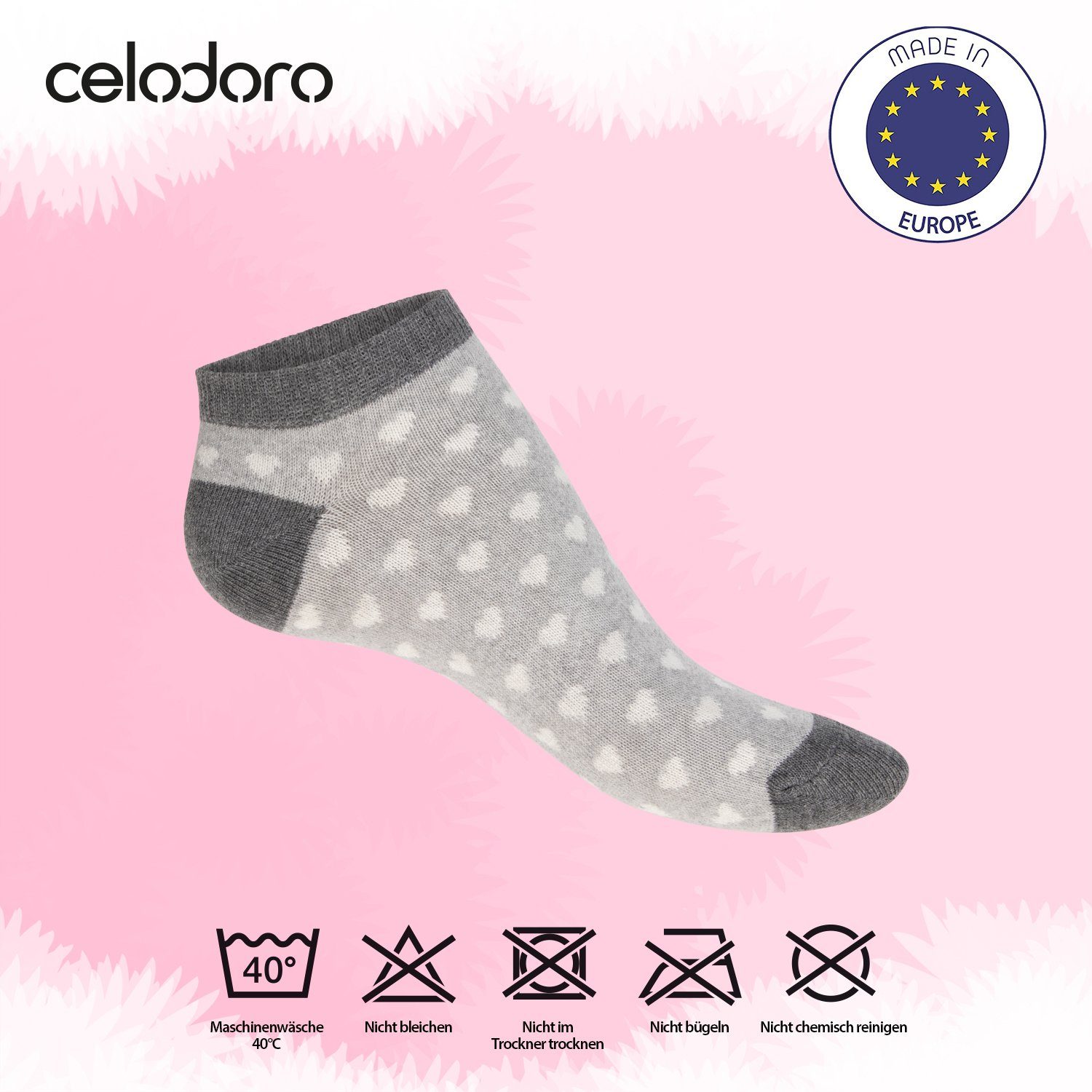celodoro Sneakersocken Eco Sneaker Baumwolle mix aus Damen Socken (10 Kurzsocken Paar), pastell
