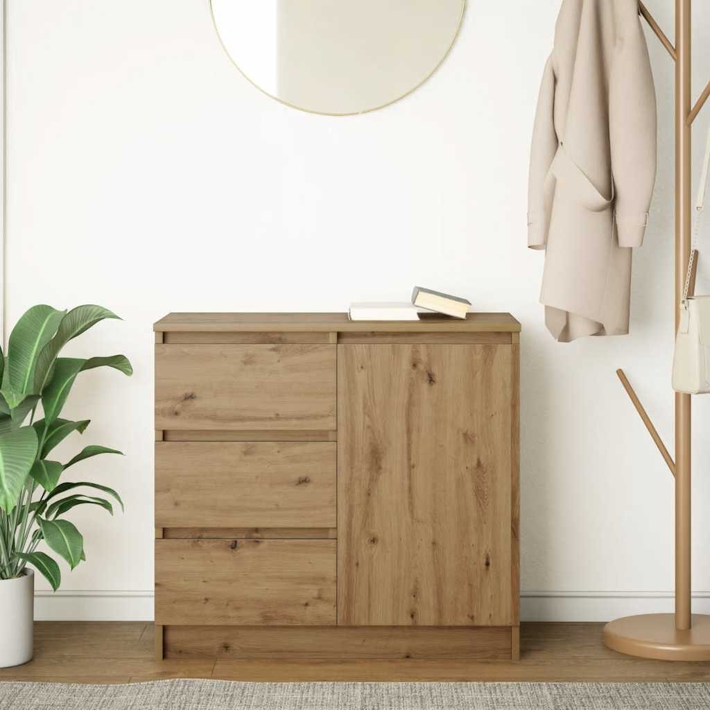 vidaXL Sideboard Sideboard mit Schublade Artisan-Eiche 71x35x65 cm Holzwerk günstig online kaufen