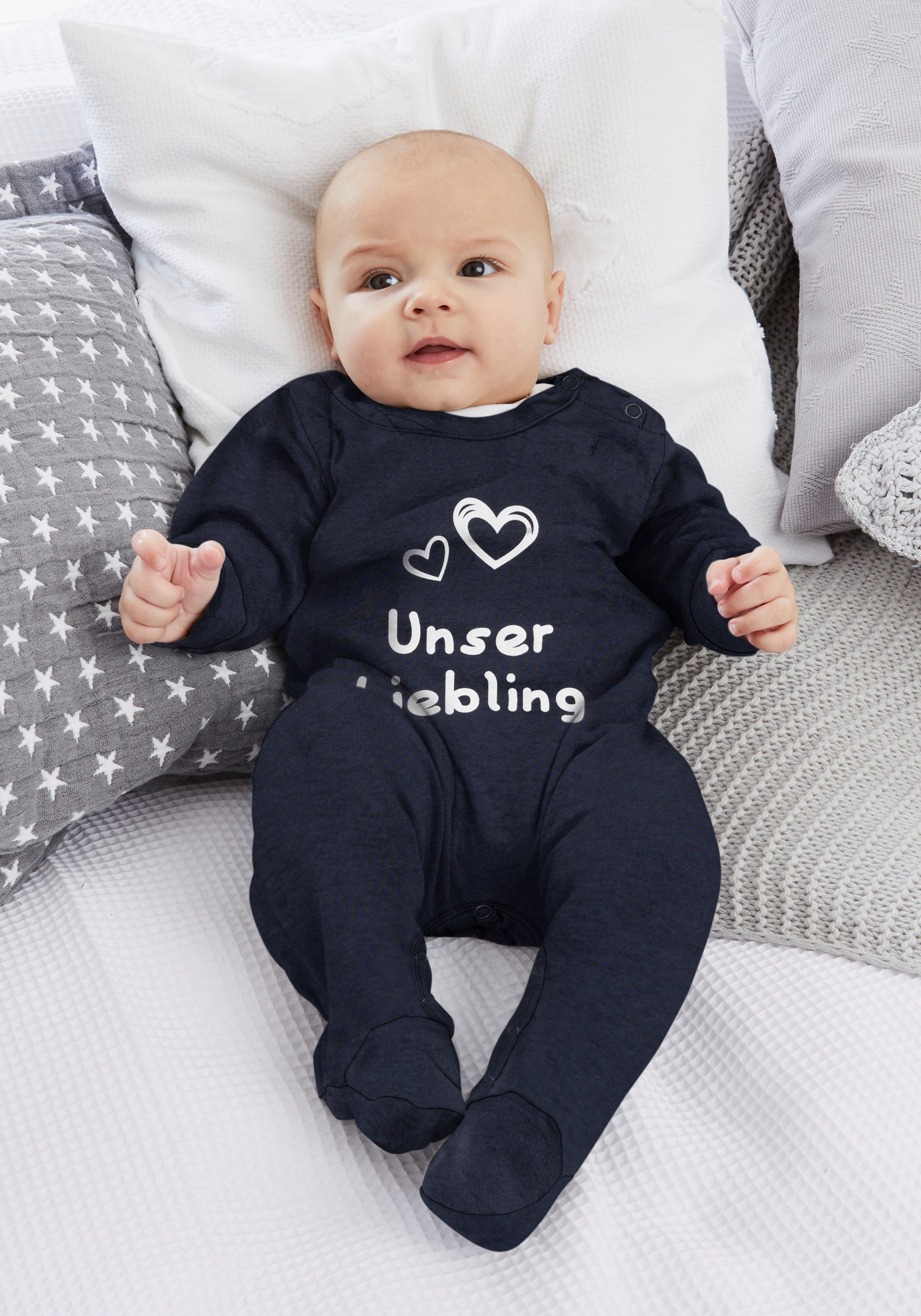 KIDSWORLD Schlafoverall Baby-Schlafanzug, Unser Liebling - NEUE KOLLEKTION aus Bio-Baumwolle