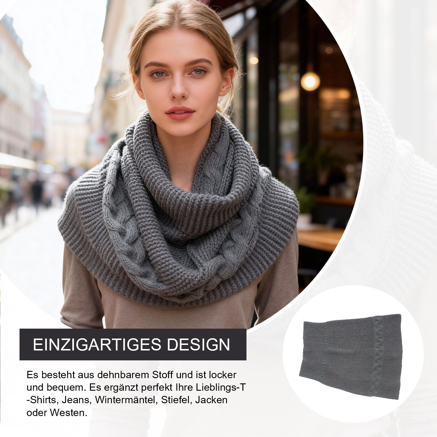 Refttenw Halstuch Hochgeschlossener Schal,Wintermützen für Damen,Loopschal