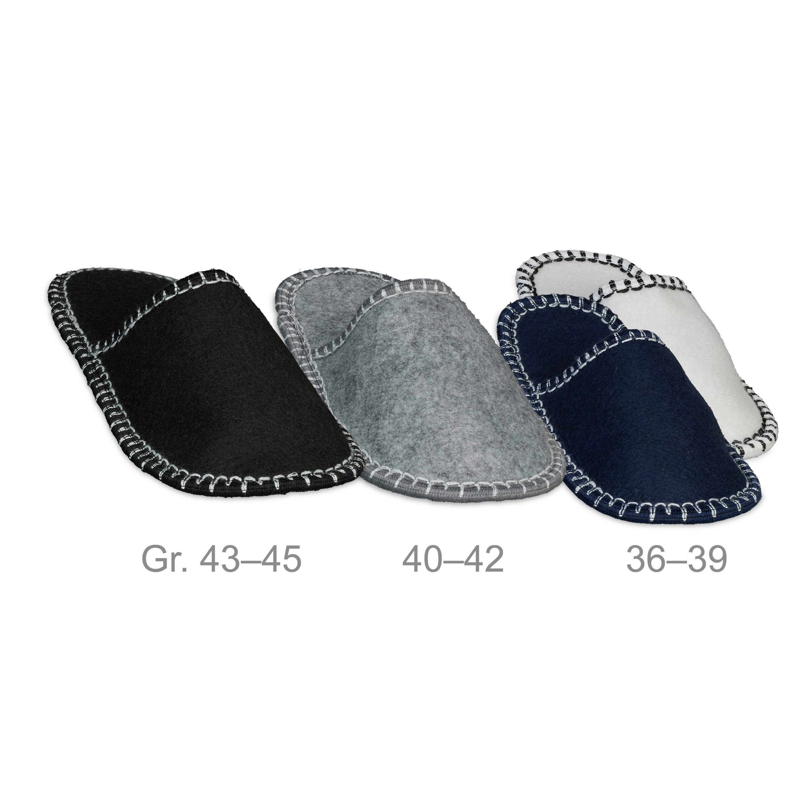 relaxdays Gästehausschuhe Filz 6er Set Hausschuh – Bild 5 von 5