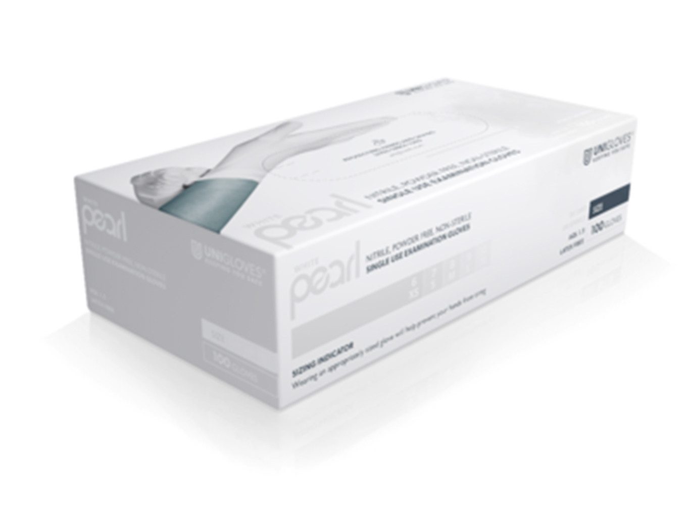 Unigloves® Nitril-Handschuhe White Pearl (Packung, 100-St) Gr. L (8-9)