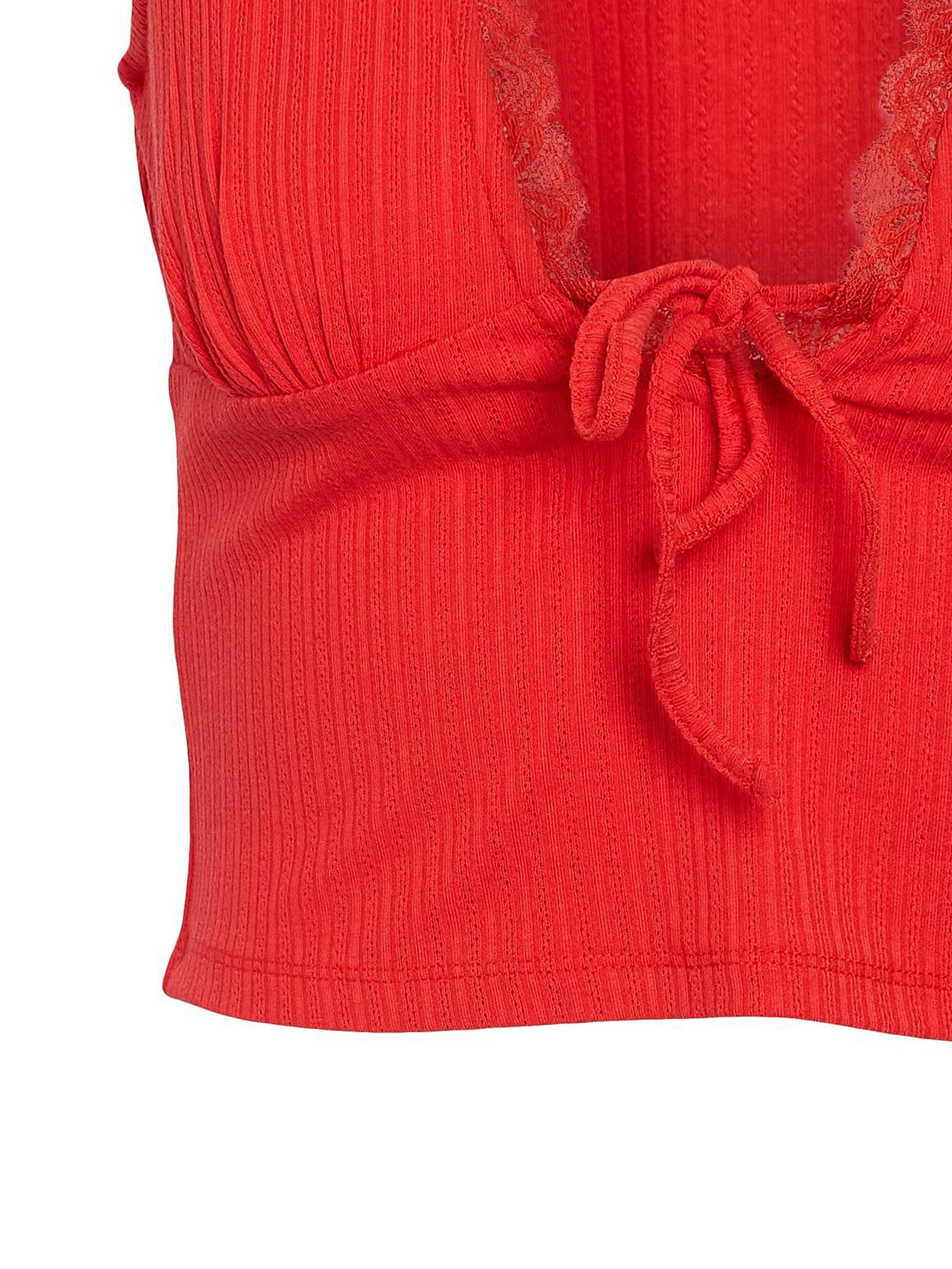 Noisy may Shirttop Top mit Spitzen Details NMSELENA S/L TIE TOP JRS