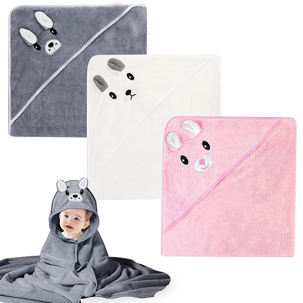 TUWENA Kapuzenhandtuch Kapuzenhandtuch Baby 3 Stück, Weich Babyhandtuch mit Kapuze 80 x 80cm, (3-St), Baby Handtuch Kapuze Super Saugfähig Baby Badetuch, Kaputzenhandtücher