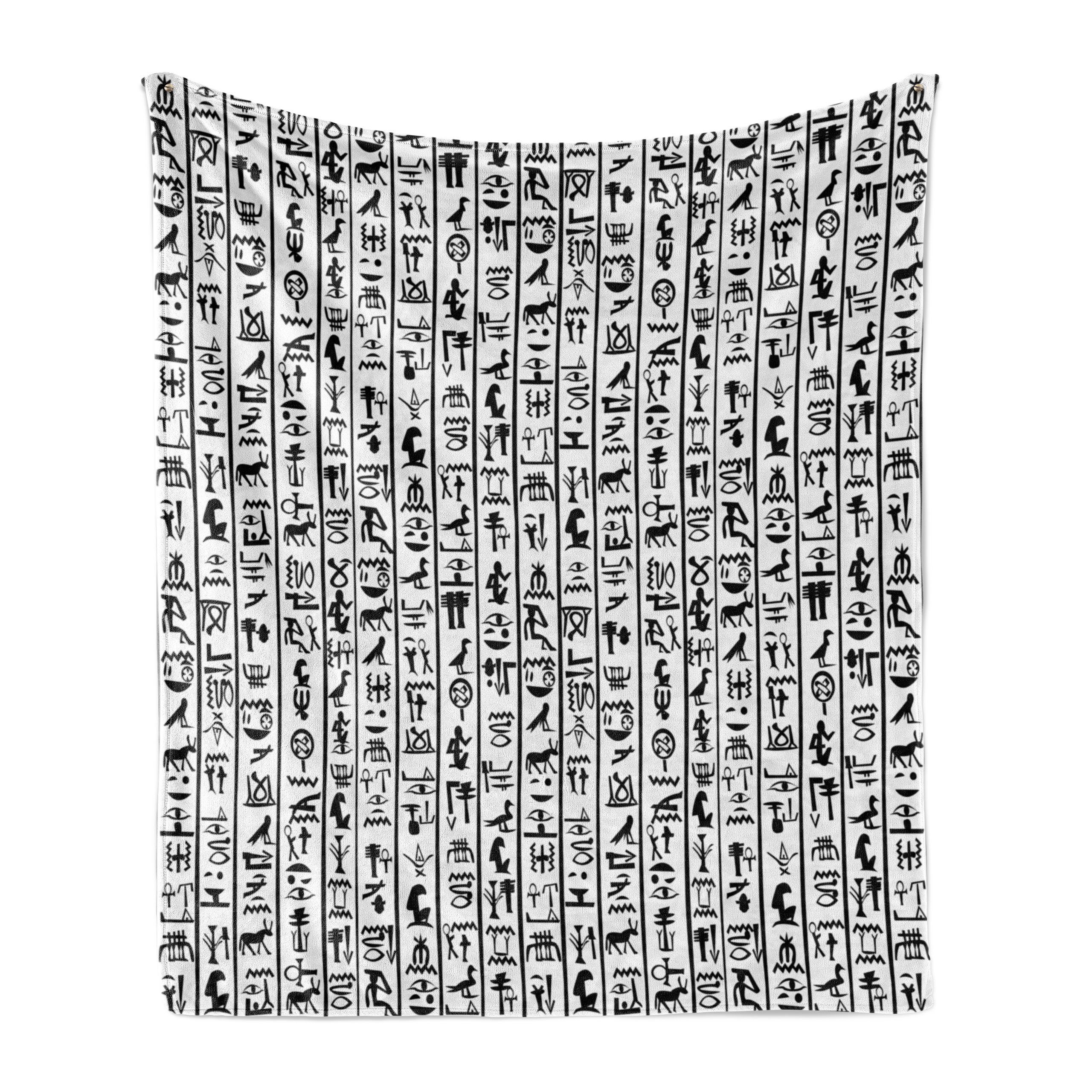 Wohndecke Gemütlicher Plüsch für den Innen- und Außenbereich, Abakuhaus, ägyptisch Hieroglyphics Sprache