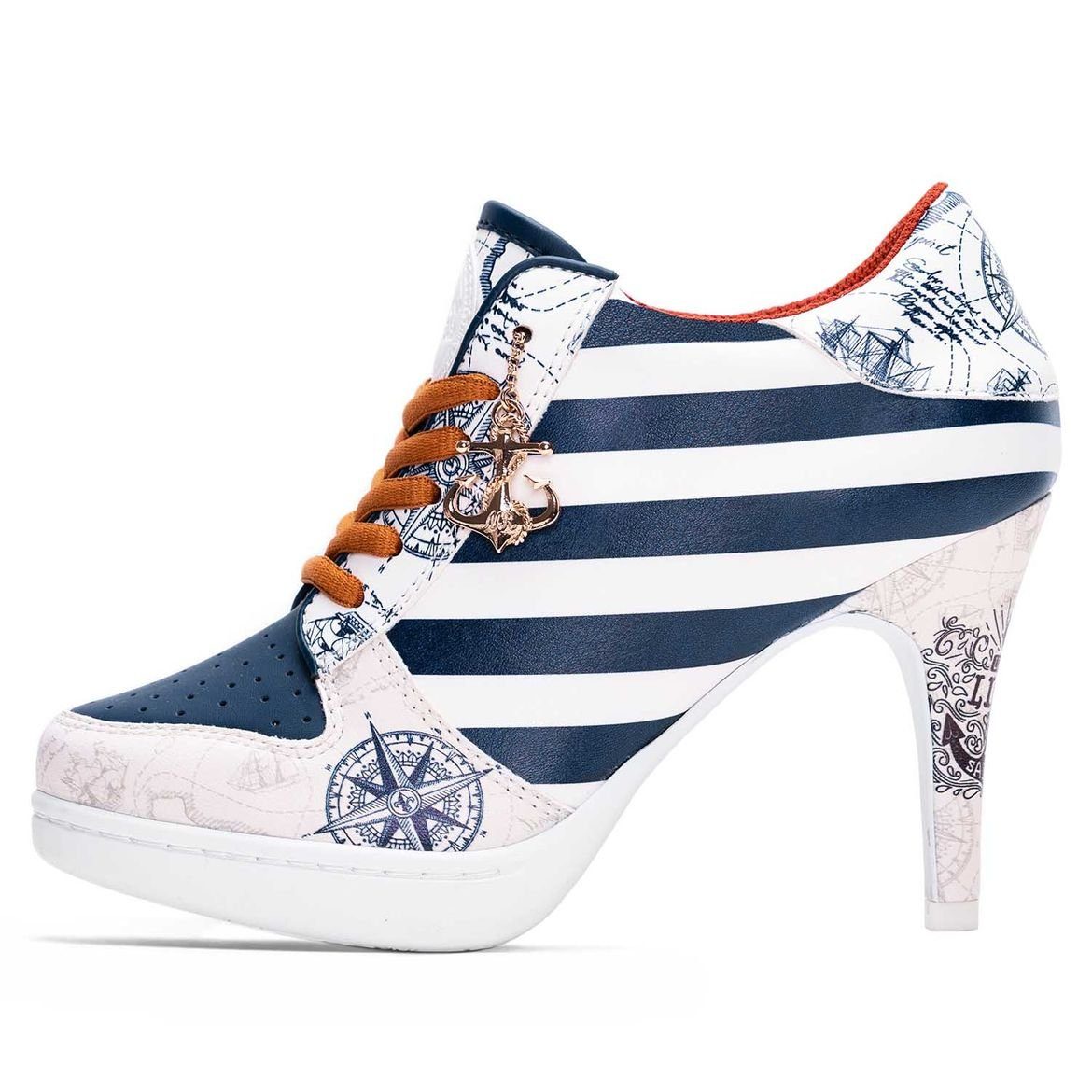 Missy Rockz WELCOME ON BOARD 2.0 white / blue High-Heel-Stiefelette Absatzhöhe: 10,5 cm