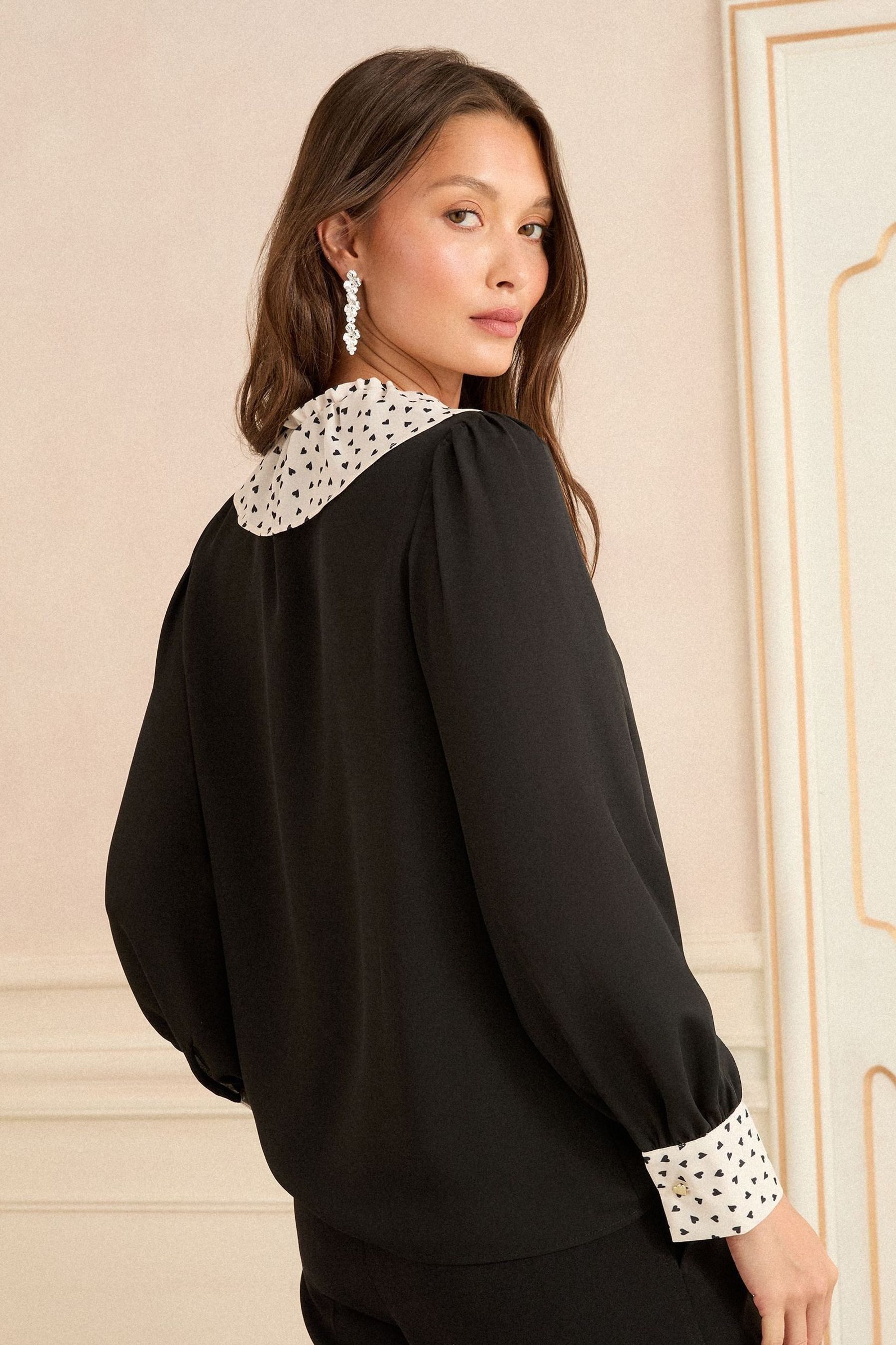 Love & Roses Langarmbluse Love & Roses Bluse mit Rüschenkragen, Regular (1- günstig online kaufen