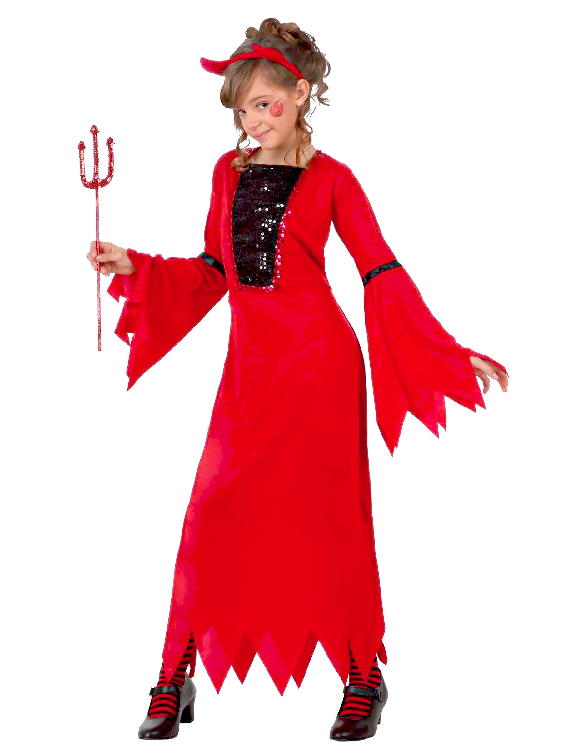 Kostüm Teufelinkostüm für Mädchen Halloween rot-schwarz