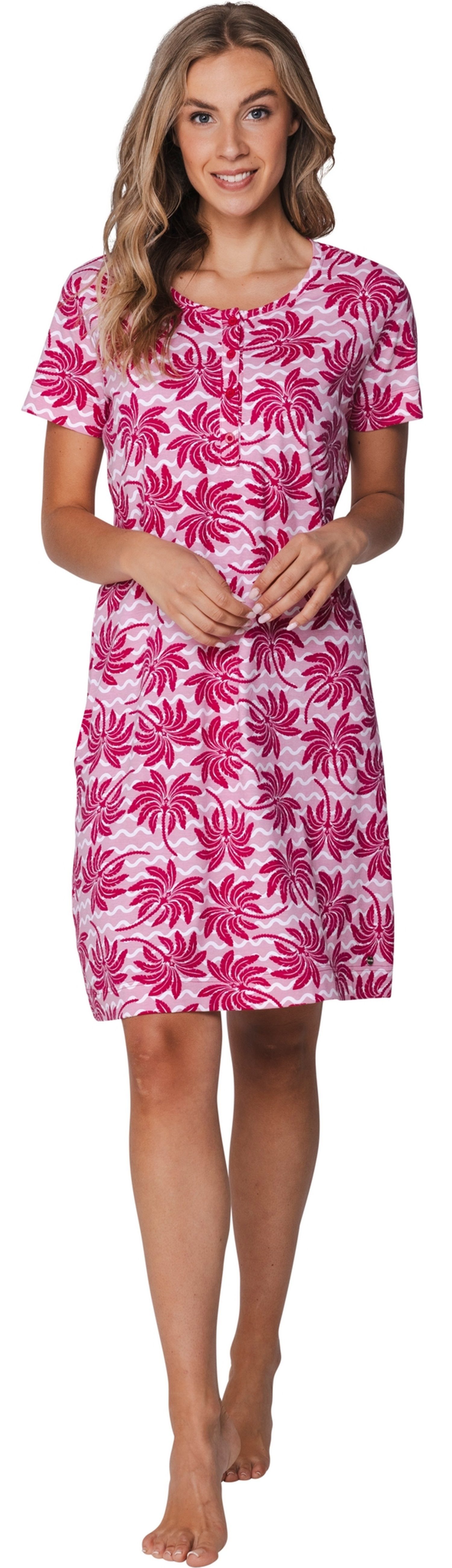 Rebelle Nachthemd Damen Schlafshirt mit kurzem Arm (1-tlg) Baumwolle