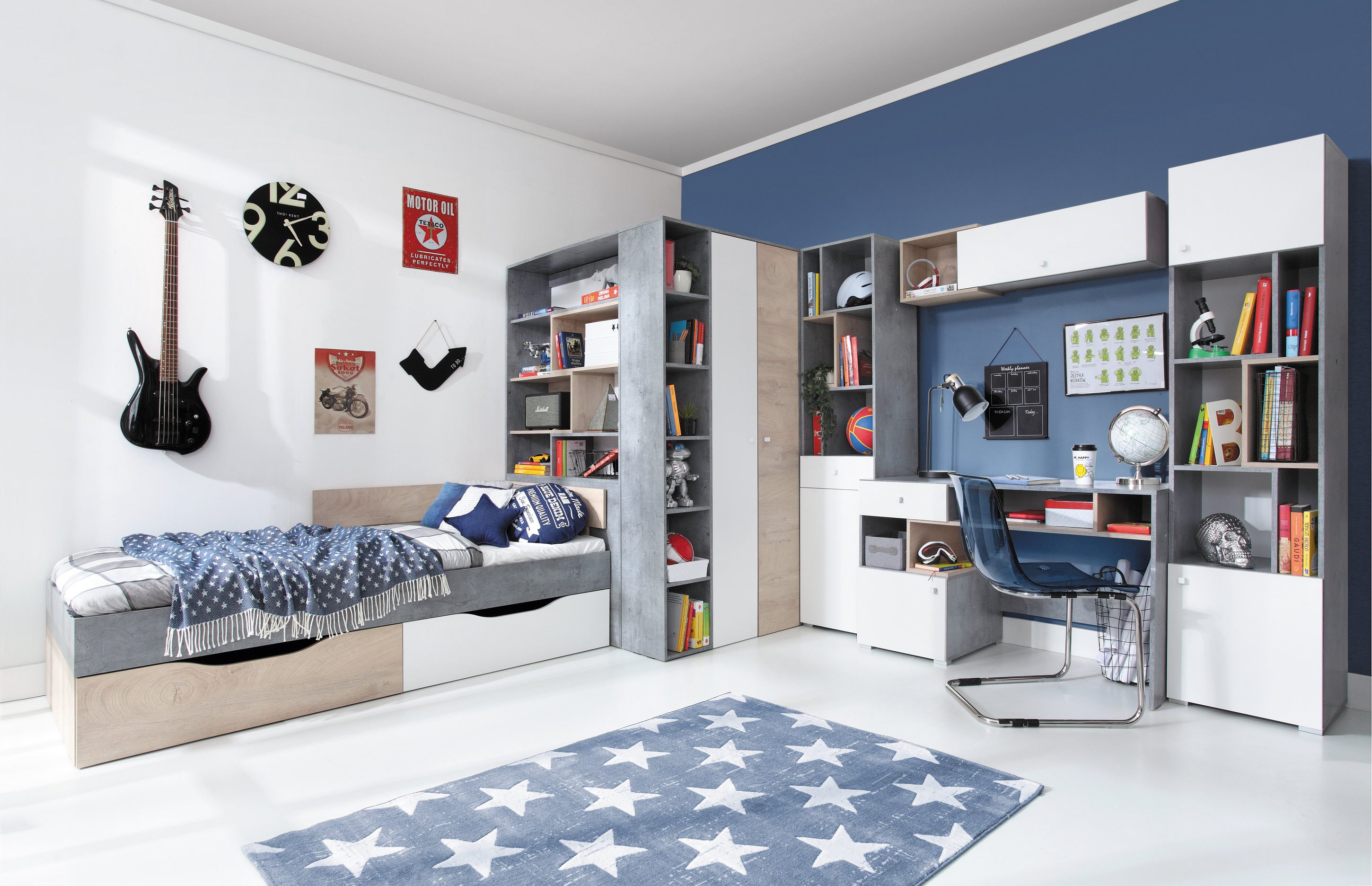 Masseno Schreibtisch GALIA 125 x 76 cm mit 1 Schubladen und 1 Türen Grau