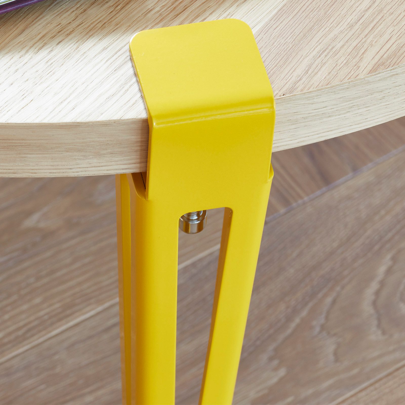 SO-TECH® Tischbein ColorLine in F-Form konisch zulaufend von 70 auf 40 mm, mit Klemmschraube (ohne Bohren) - gelb - Höhe 464 mm - 1x – Bild 4 von 5
