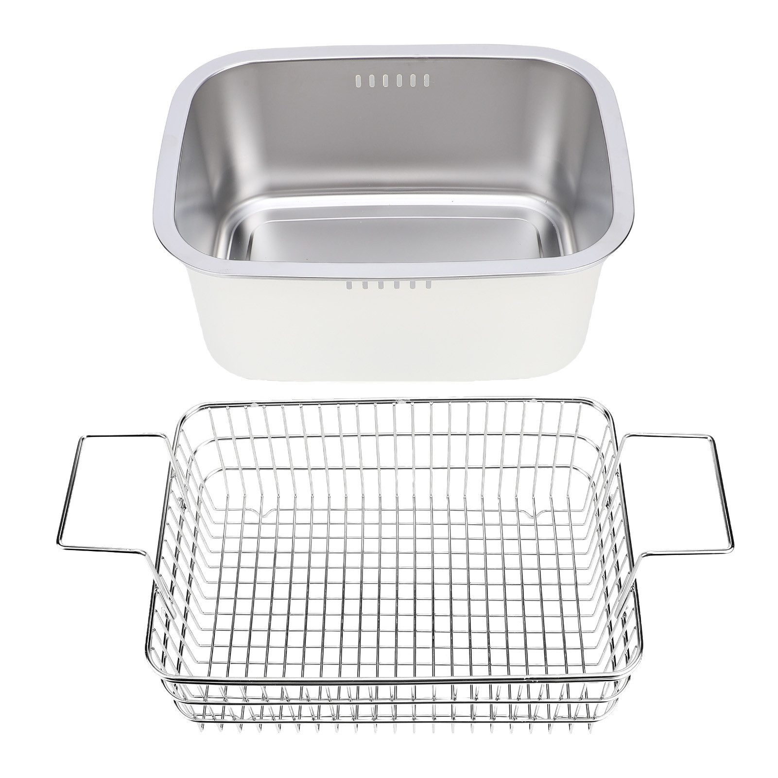 GARRYFIZH Küchensieb Edelstahl Spülbecken Set 304 Abtropfsieb Waschschüssel Weiß, Edelstahl, rostfrei & langlebig, effizientes Abtropfsystem, glatte Oberfläche
