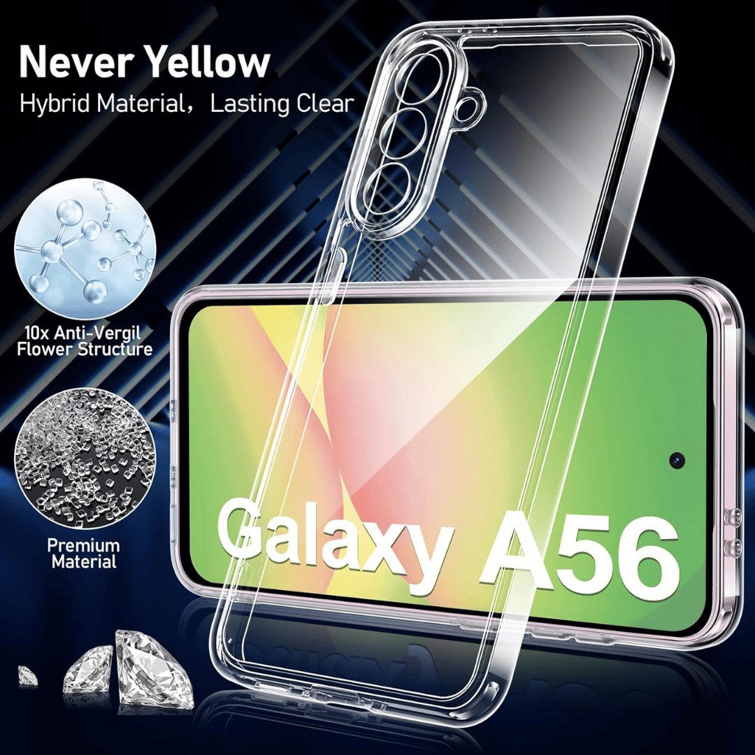 SmartUP Smartphone-Hülle für Samsung Galaxy A56 5G Transparent Silikon Case Ultra Slim Full 6,7 Zoll, Rundumschutz