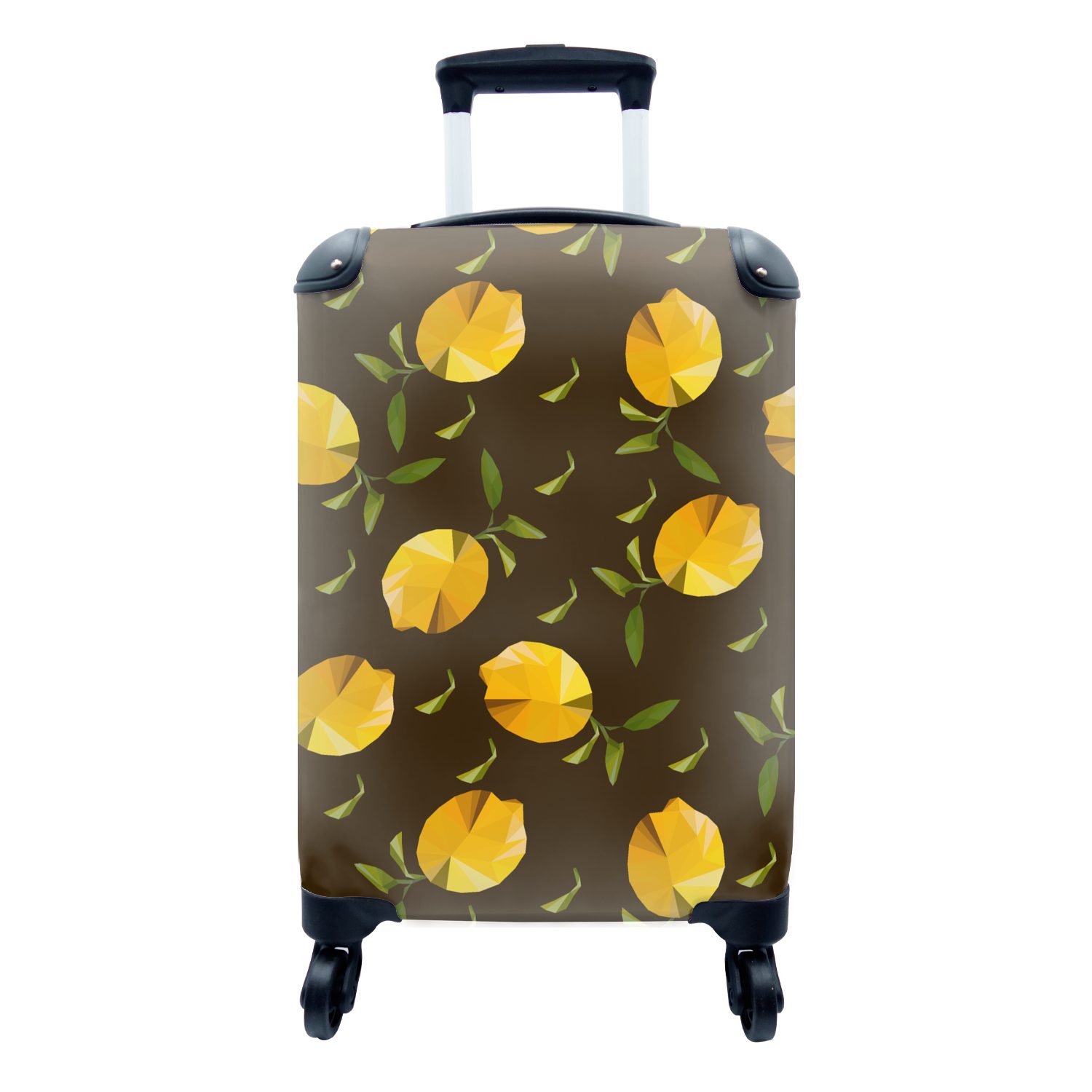 MuchoWow Handgepäckkoffer Zitrone - Obst - Muster - Origami, 4 Rollen, Reisetasche mit rollen, Handgepäck für Ferien, Trolley, Reisekoffer