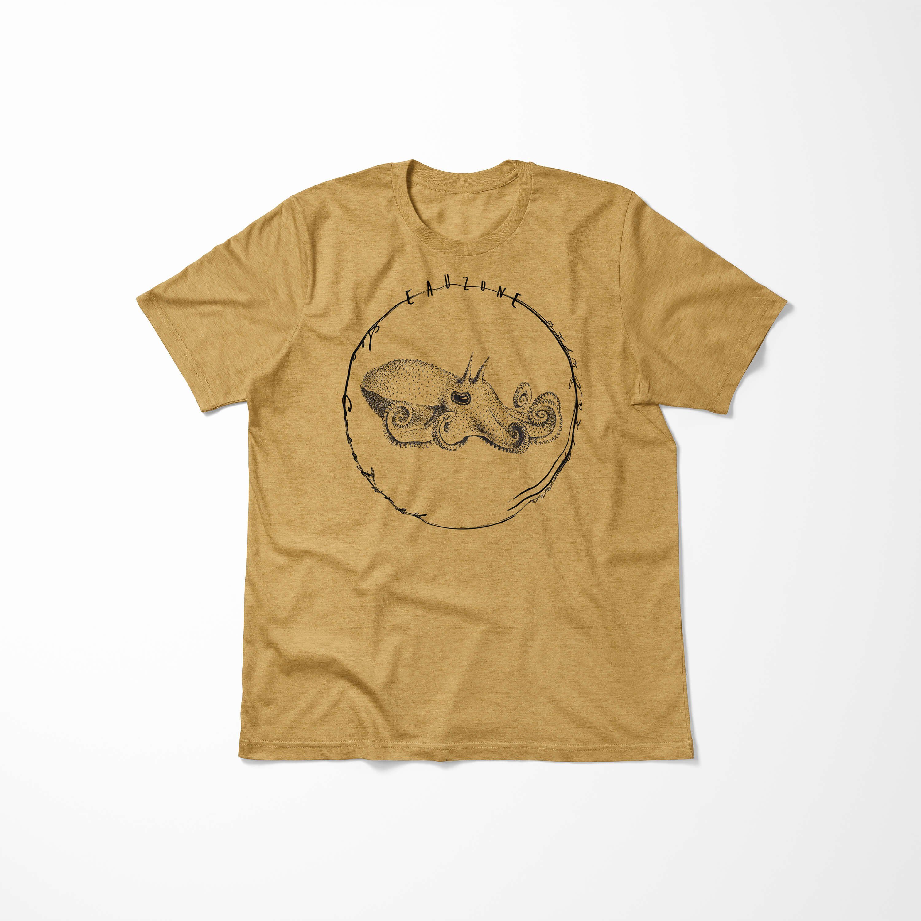 Sinus Creatures, - Fische Sea Schnitt T-Shirt / Tiefsee Gold Sea sportlicher feine und Serie: Struktur Antique Art 071 T-Shirt