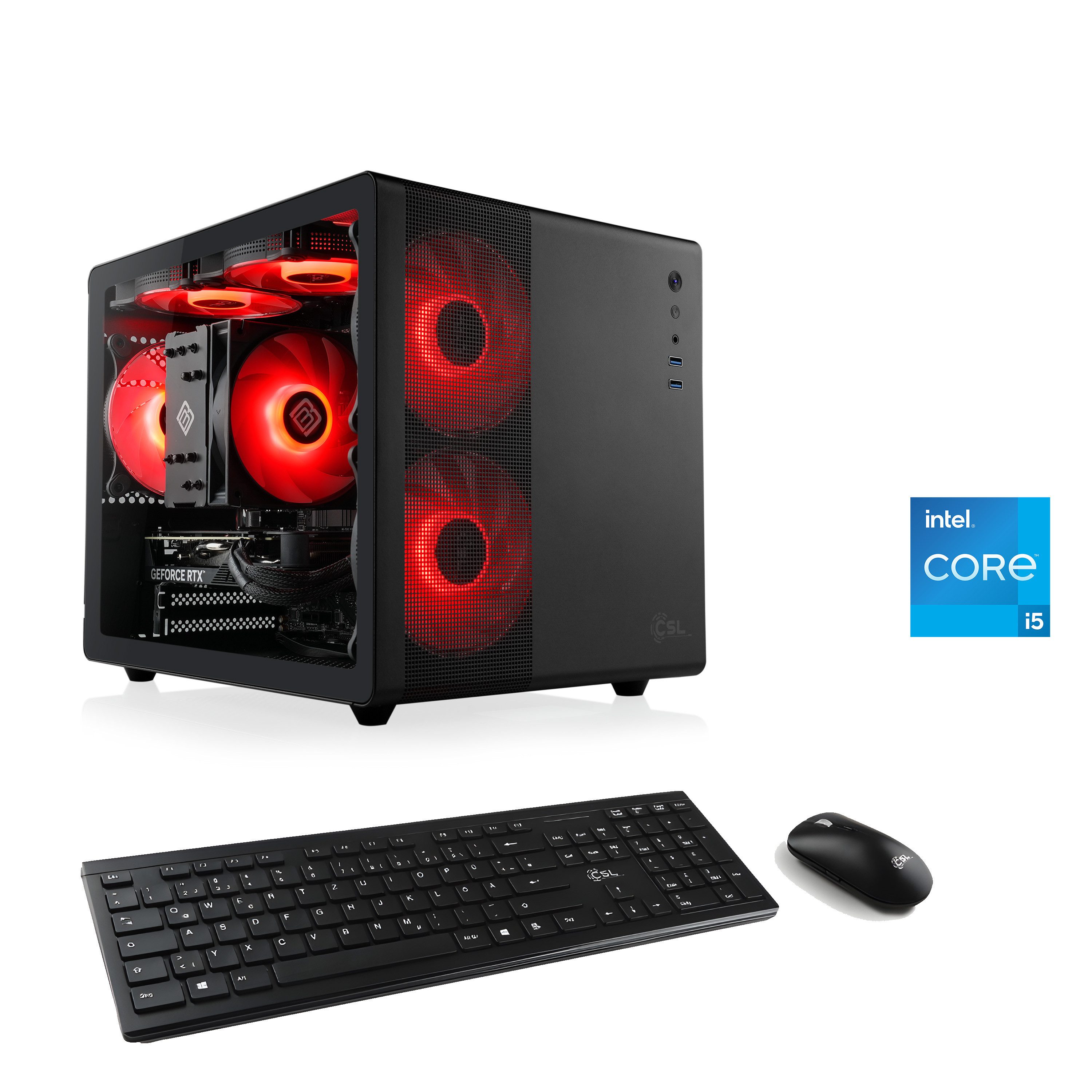 CSL Cube V24133 PC (Intel Core i5 12400F, GeForce RTX 3050, 32 GB RAM, 1000 GB SSD, Luftkühlung)