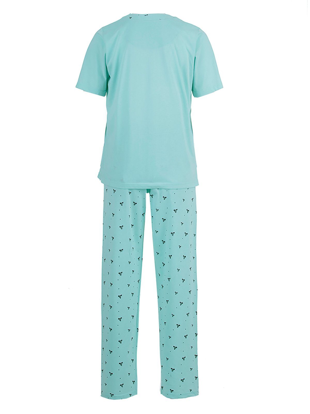 Kurzarm - Schlafanzug Pyjama Schleife mint zeitlos Set