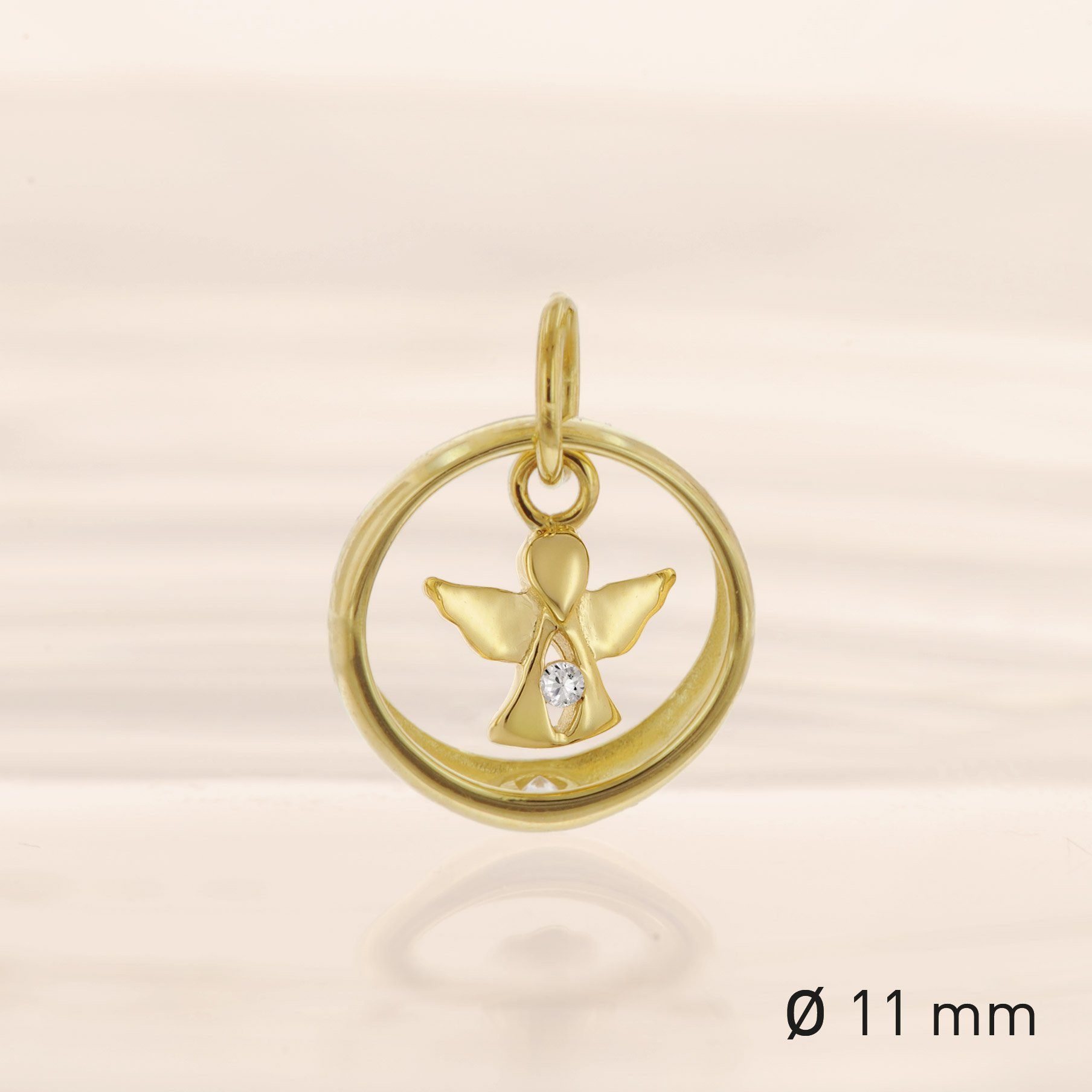 trendor Kette mit Anhänger 28210, Taufring Mit Engel Gold 333 / 8K An Vergoldeter Silberkette